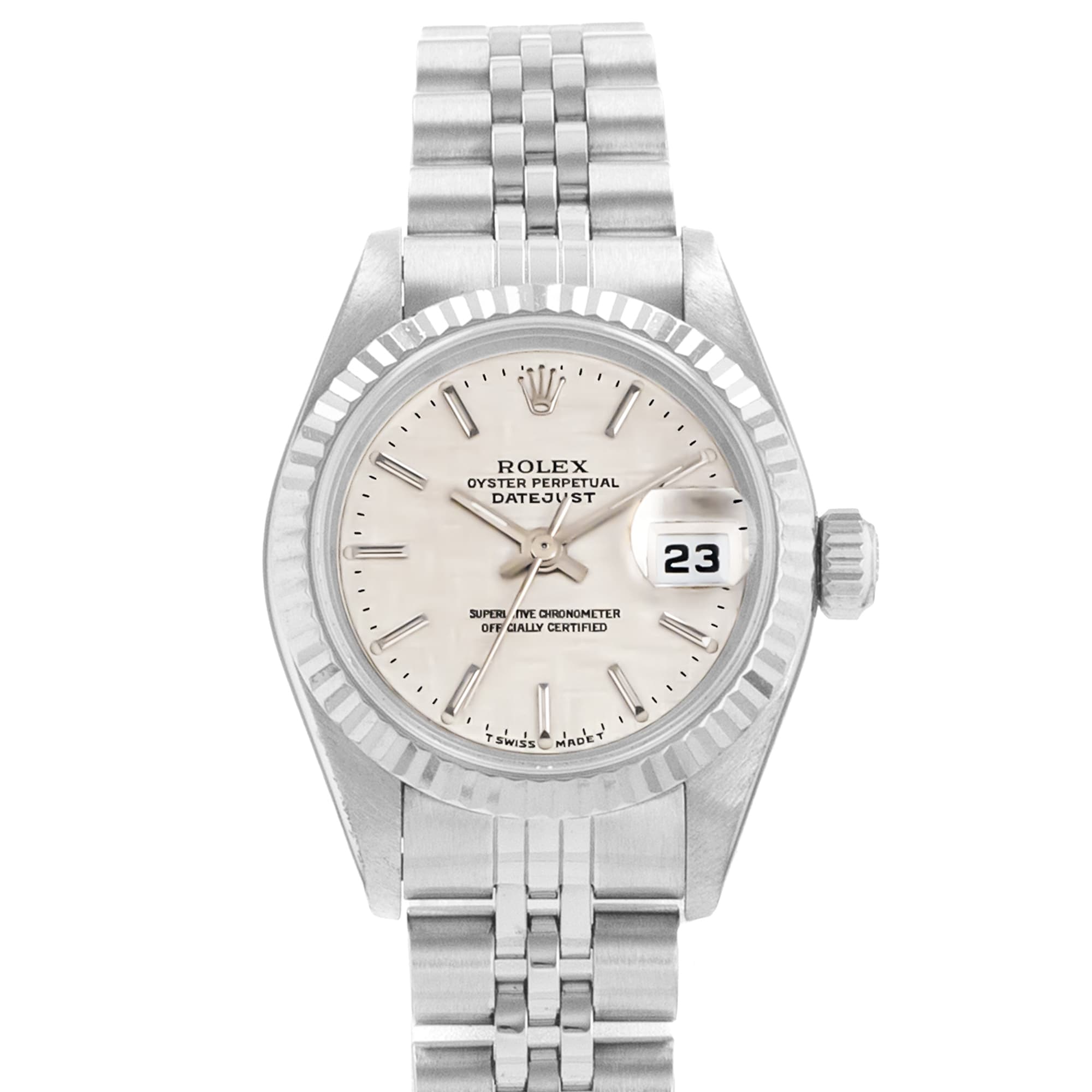 Rolex Datejust 26 69174 Mother of Pearl White Gold Fluted Jubilee Ladies Watch