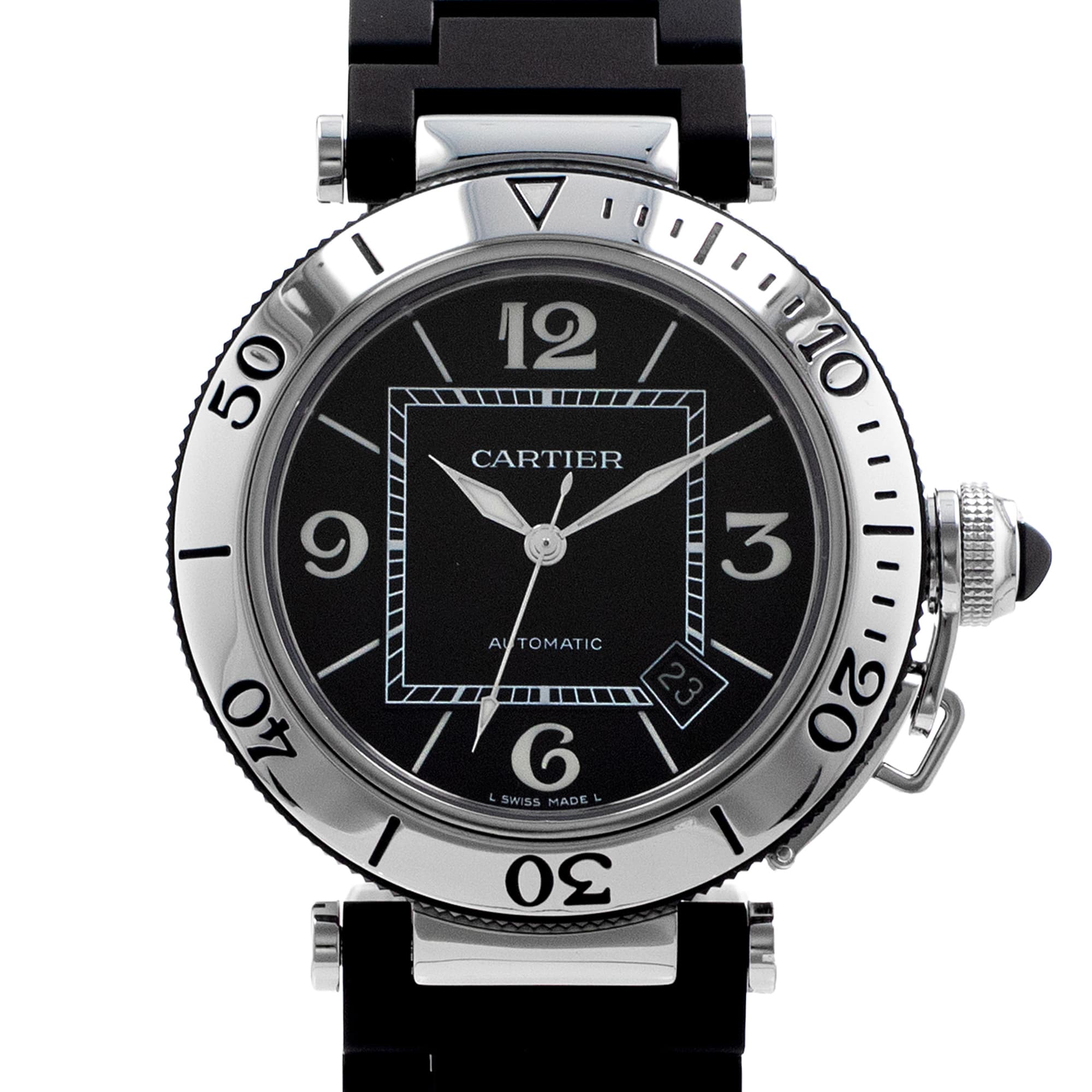 Cartier Pasha Seatimer W31077U2 2790 40mm Black Arabic Automatic Mens Watch 2006