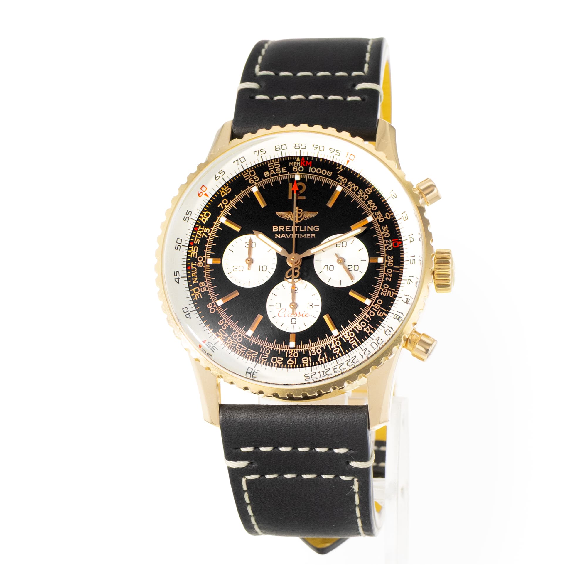 Breitling Navitimer H30330 H300B52FBA Black Chronograph Rose Gold Mens Watch