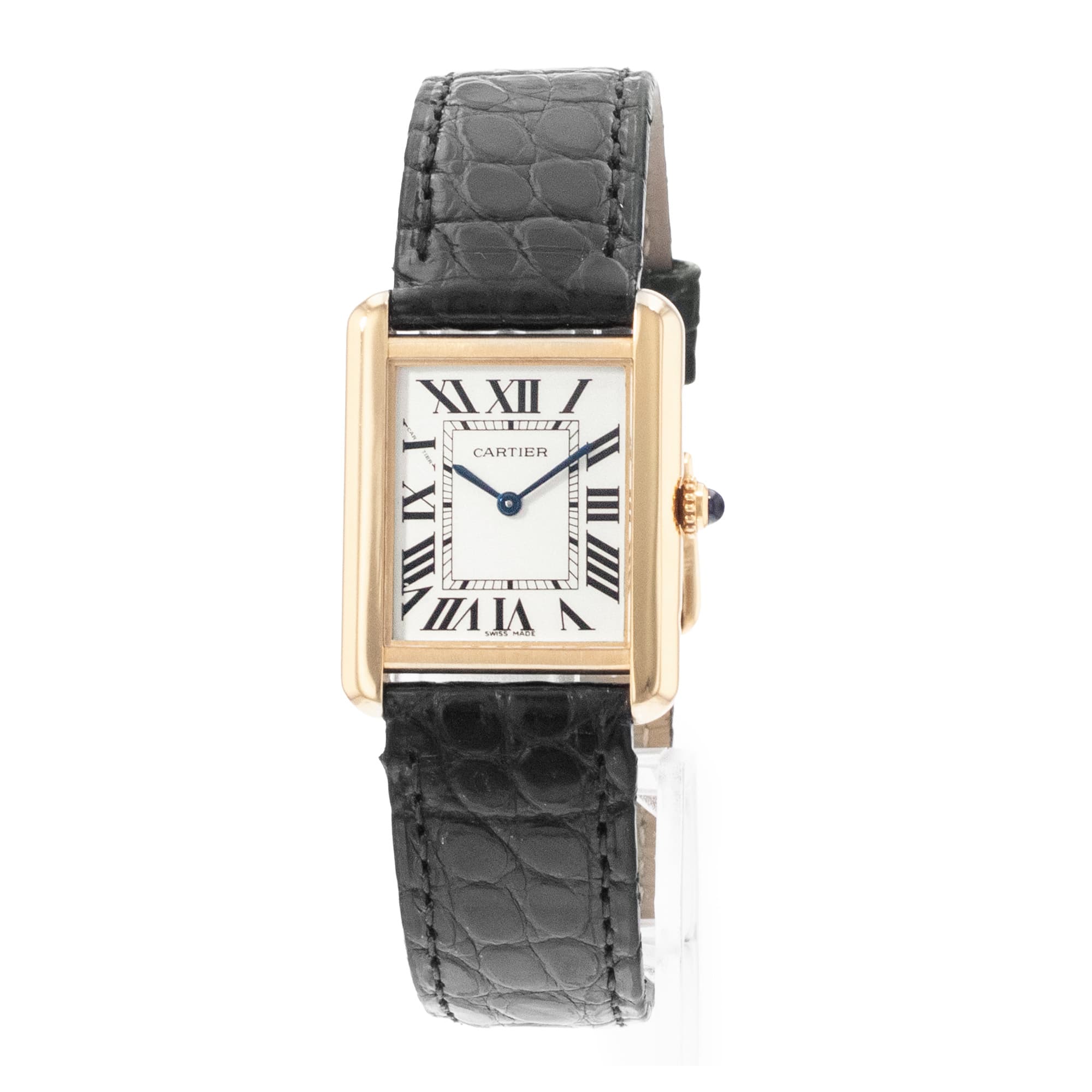 Cartier Tank Solo W5200002 3168 24x31mm Yellow Gold Leather Quartz Ladies Watch