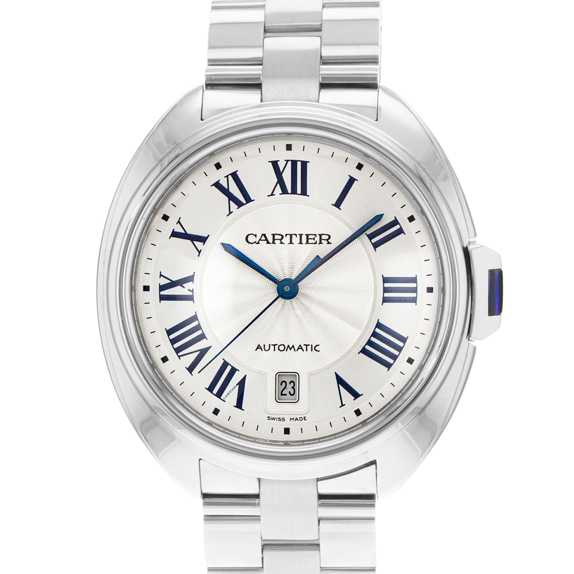 Cartier Cle WSCL0007 3850 40mm Silver Roman Steel Automatic Mens Watch 2019