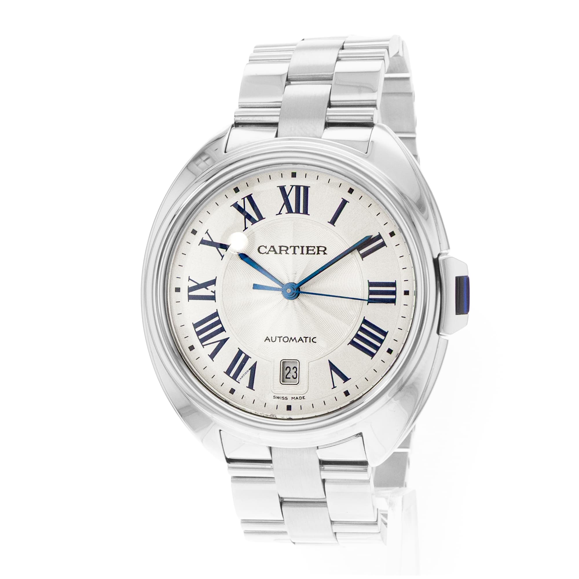 Cartier Cle WSCL0007 3850 40mm Silver Roman Steel Automatic Mens Watch 2019