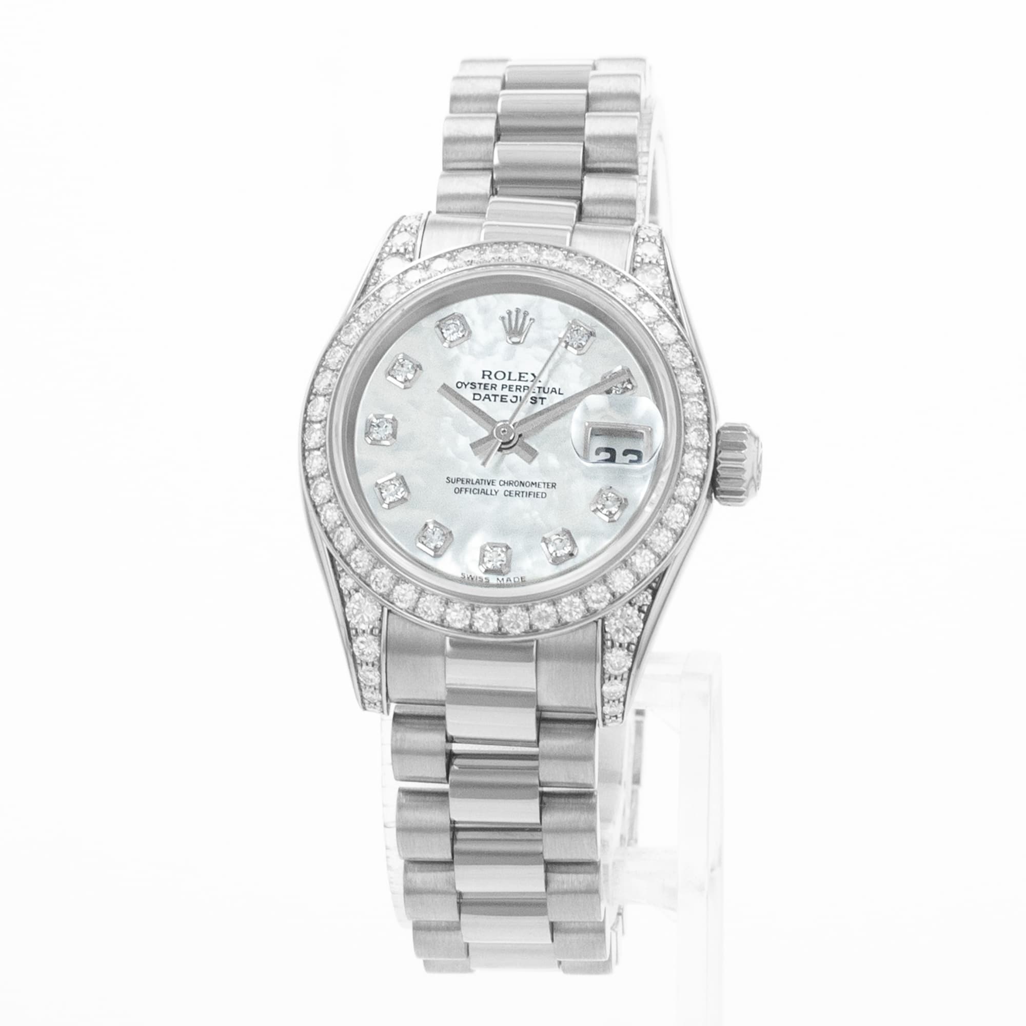 Rolex Datejust 26 179159 Mother of Pearl Factory Diamond White Gold Ladies Watch