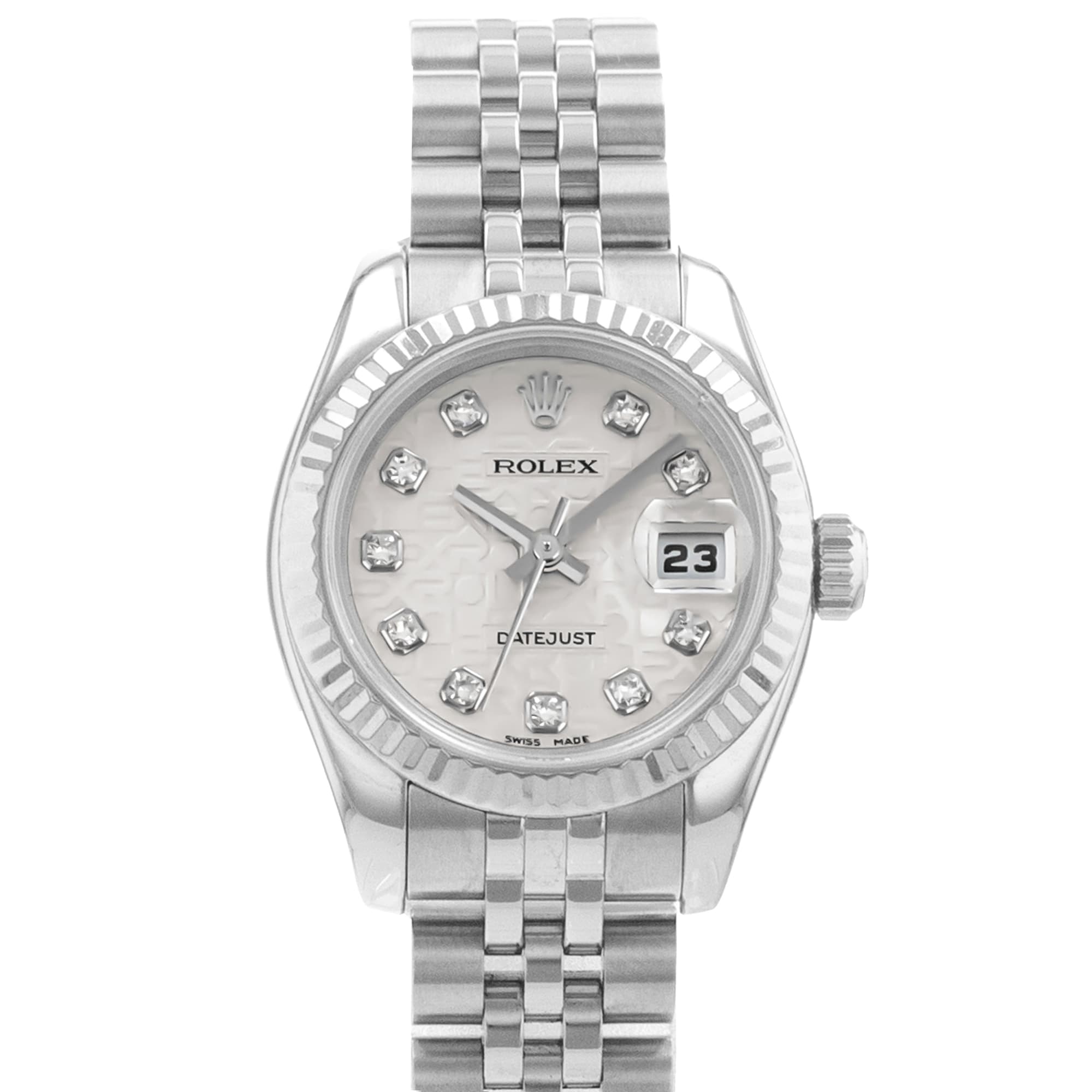 Rolex Datejust 26 179174 Silver Factory Diamond Dial Steel Jubilee Ladies Watch