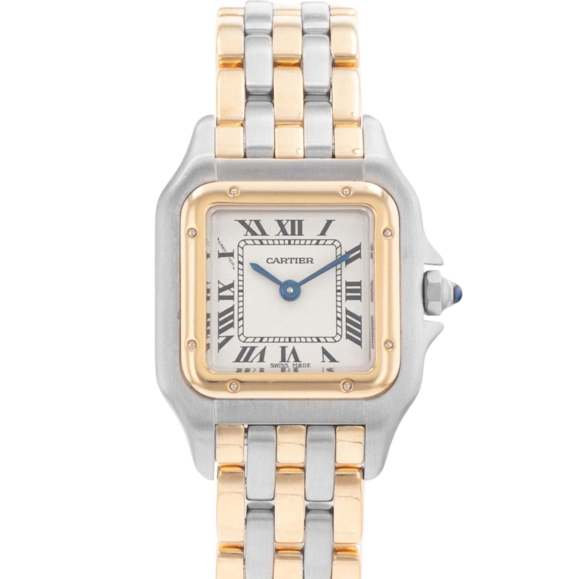 Cartier Panthere W25029B8 22mm Silver Roman Steel Gold Ladies Watch 1990