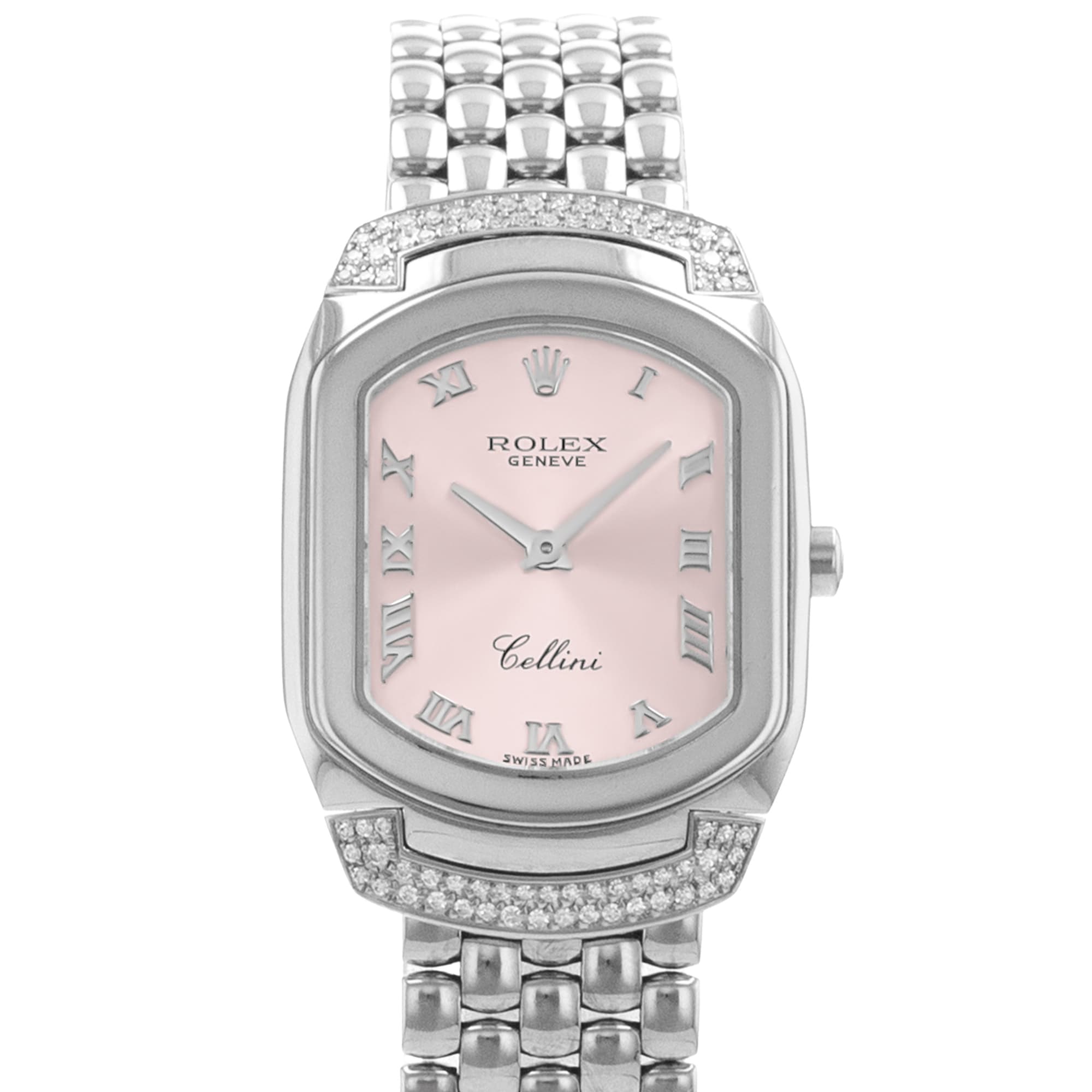 Rolex Cellini 6692 Cellissima Pink White Gold Factory Diamond Ladies Watch