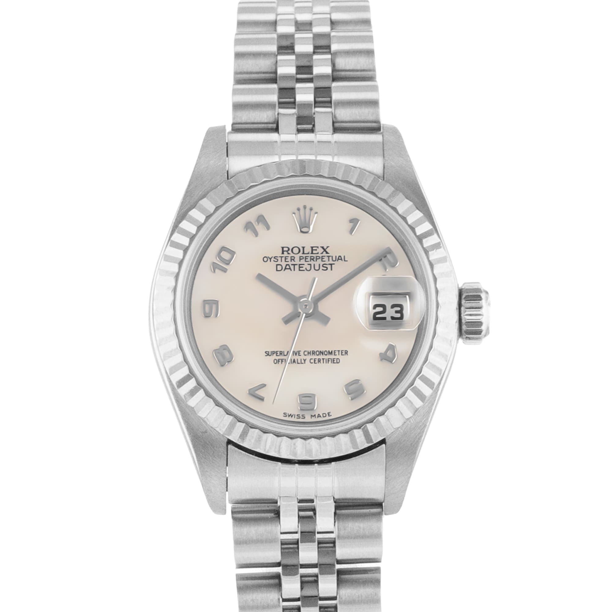 Rolex Datejust 26 79174 Arabic Mother of Pearl Steel White Gold Ladies Watch