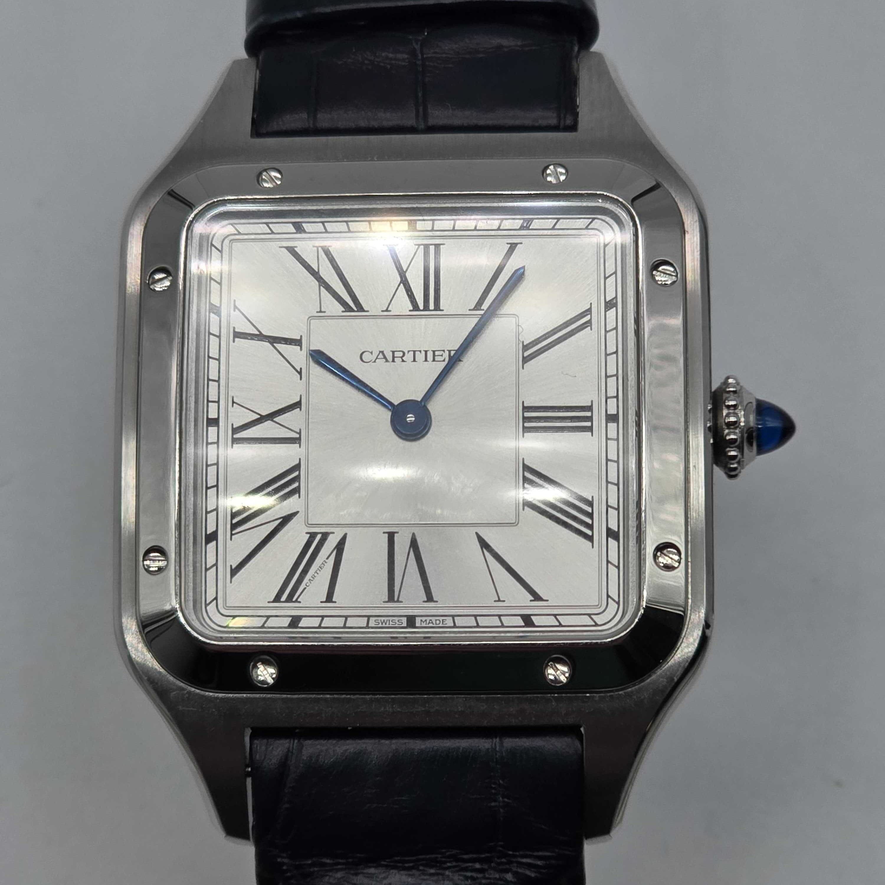 Cartier Santos Dumont WSSA0085 4240 43mm Steel Leather Mens Watch