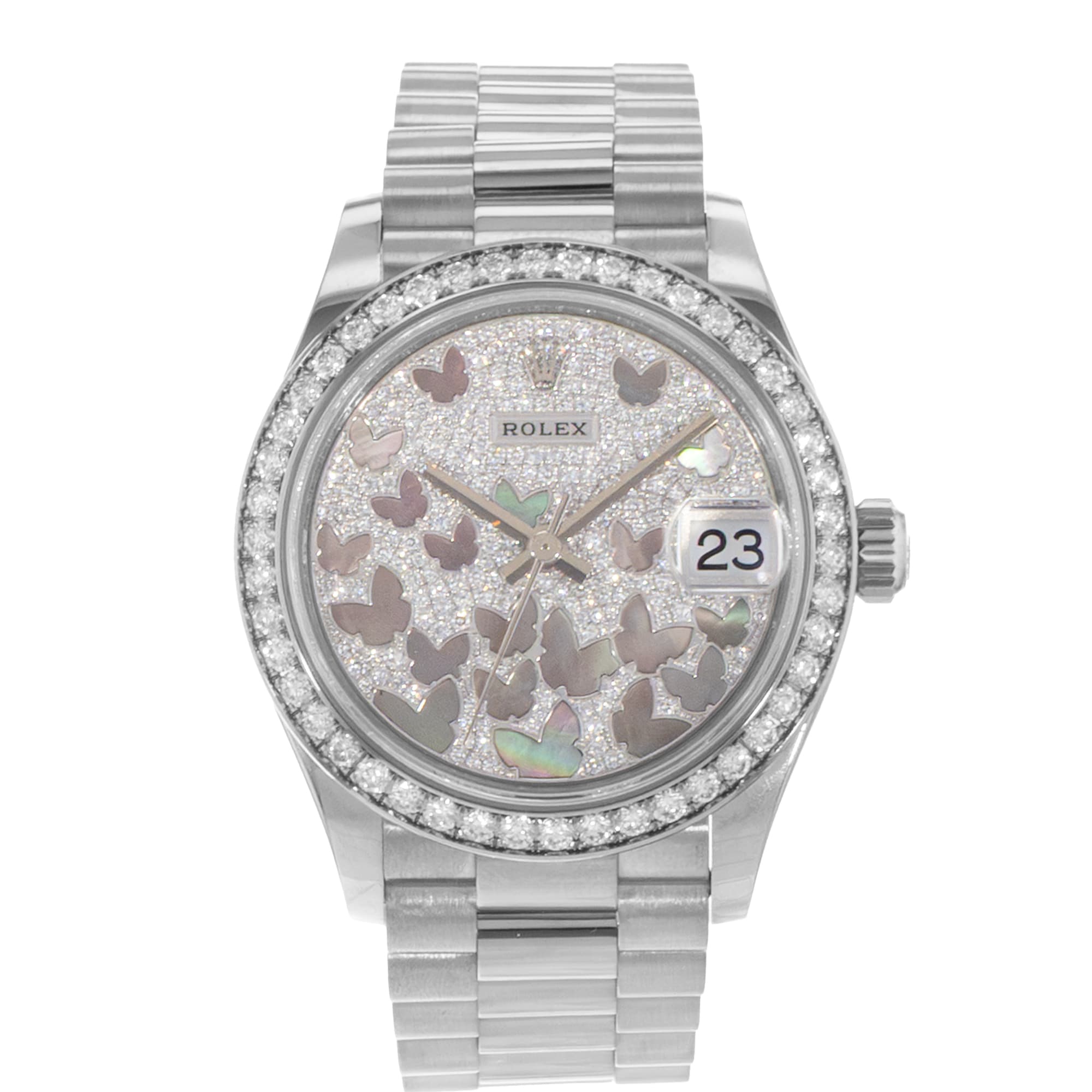 Rolex Datejust 31 278289 RBR Factory Butterfly Diamond White Gold Ladies Watch