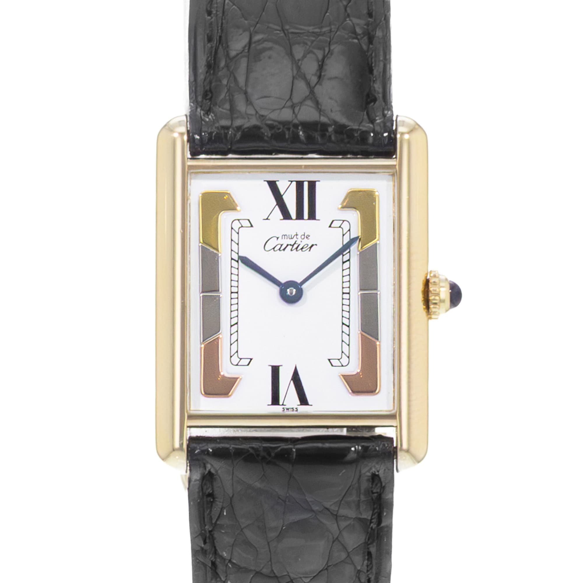 Cartier Tank Vermeil W1006254 1615 30x23mm Must Tri Gold Plated Ladies Watch