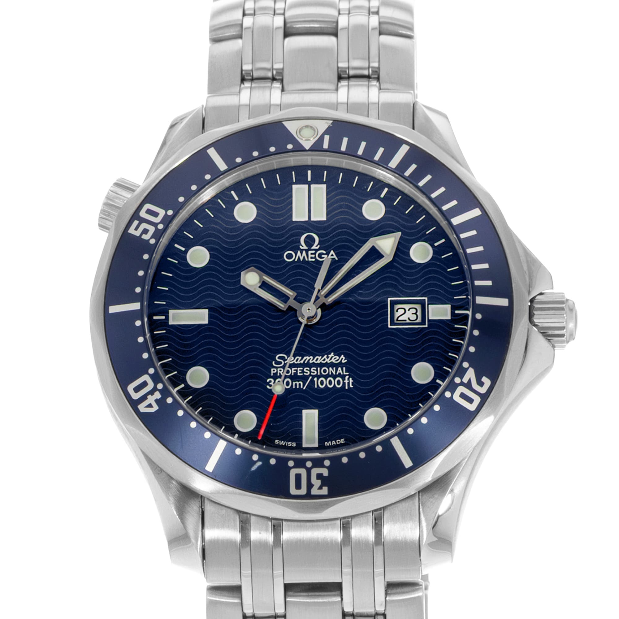 Omega Seamaster Diver 2541.80.00 41mm Blue Index Steel Quartz Men Watch 2001