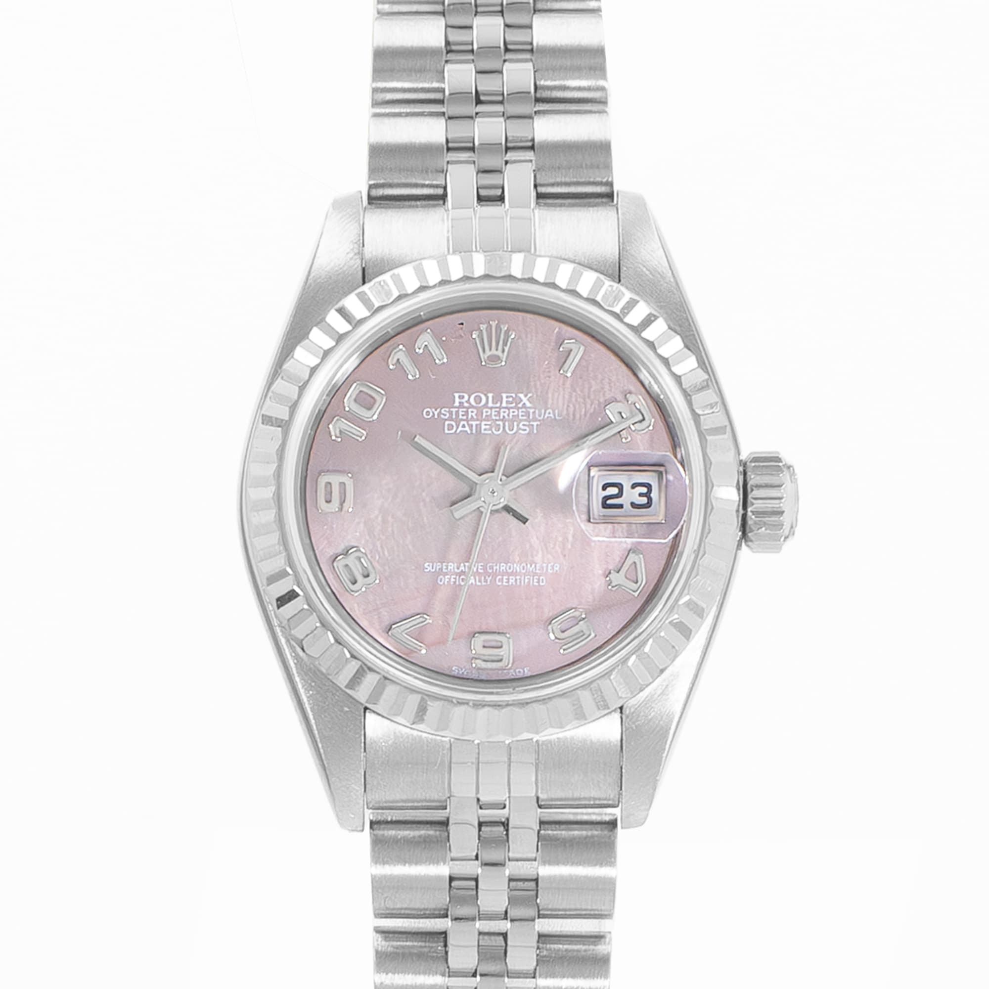 Rolex Datejust 26 79174 Tahitian Mother of Pearl White Gold Arabic Ladies Watch