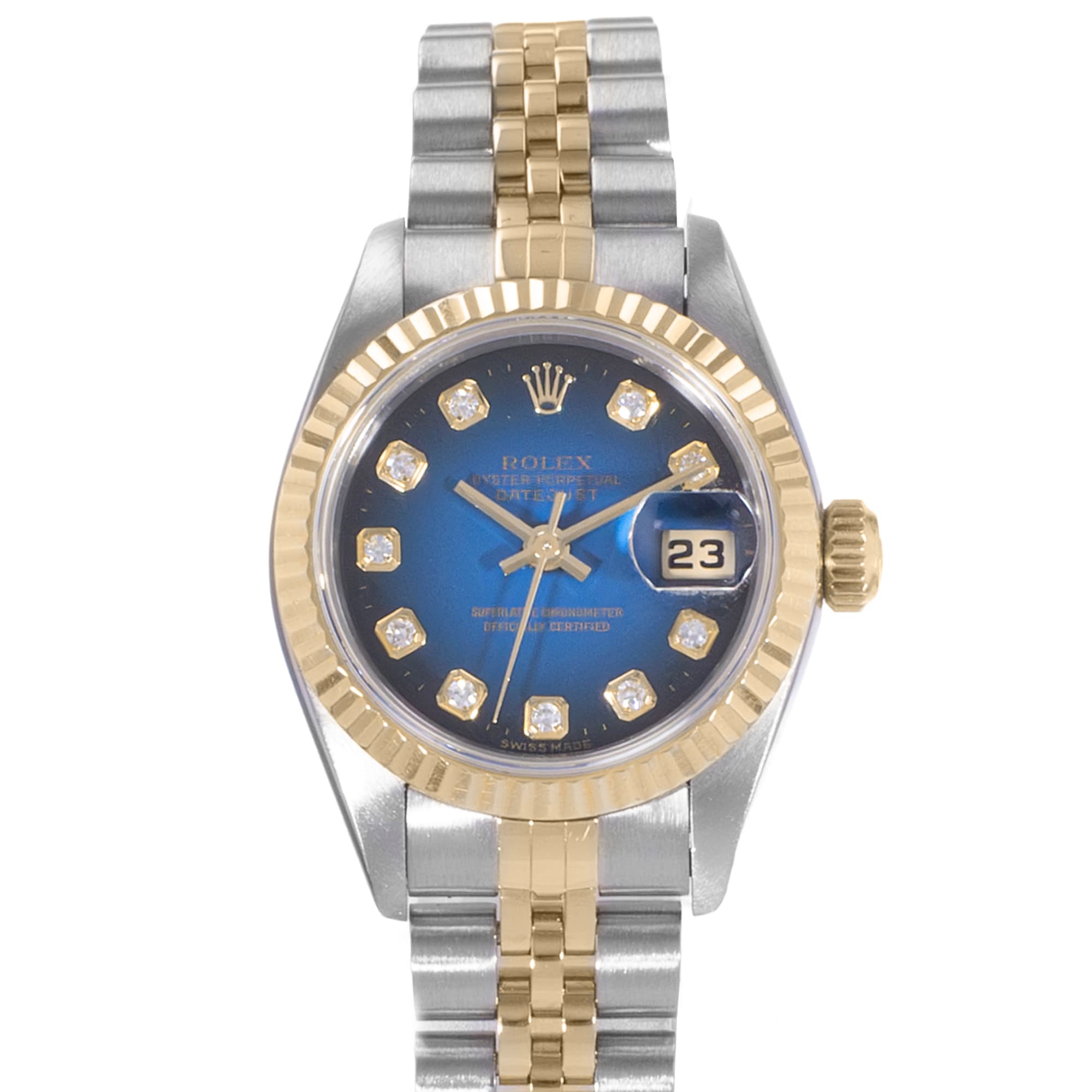 Rolex Datejust 26 69173 Diamond Blue Vignette Steel Gold Ladies Watch 1998