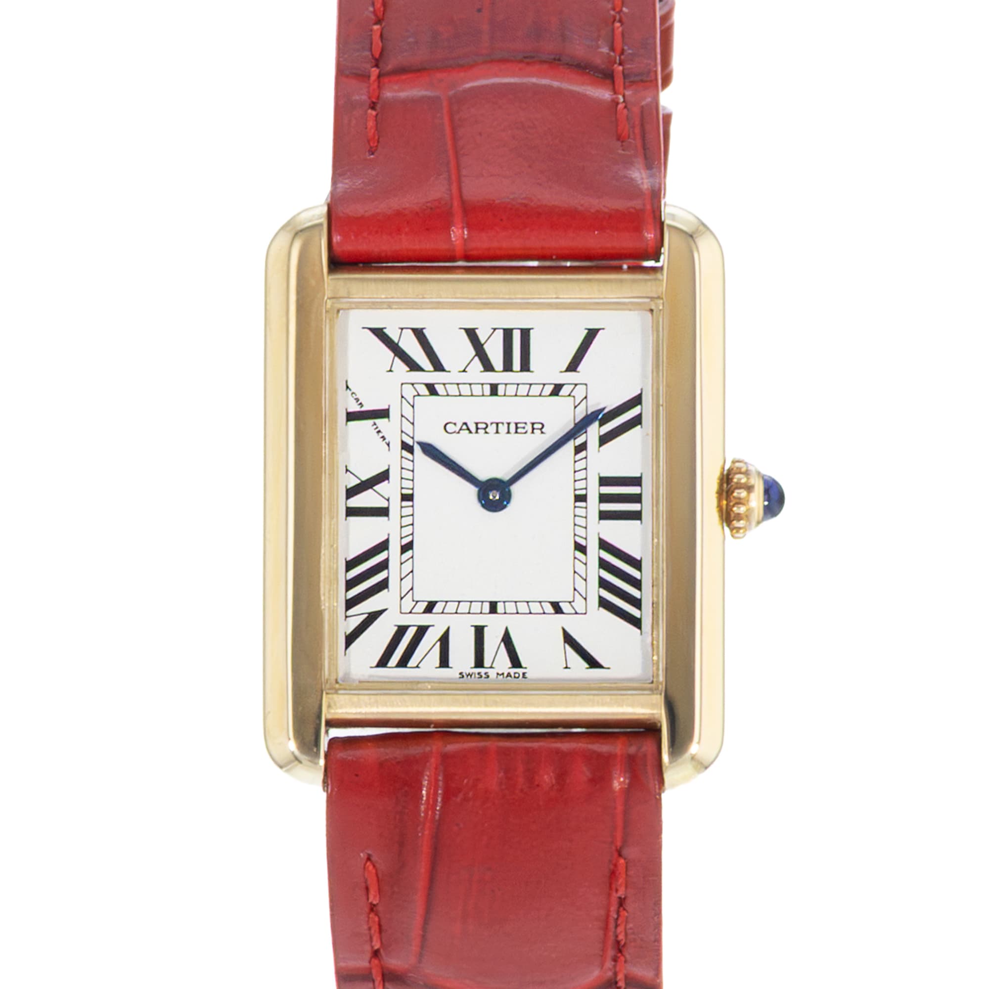 Cartier Tank Solo W1018755 2743 24mm Silver Roman Yellow Gold Ladies Watch 2010