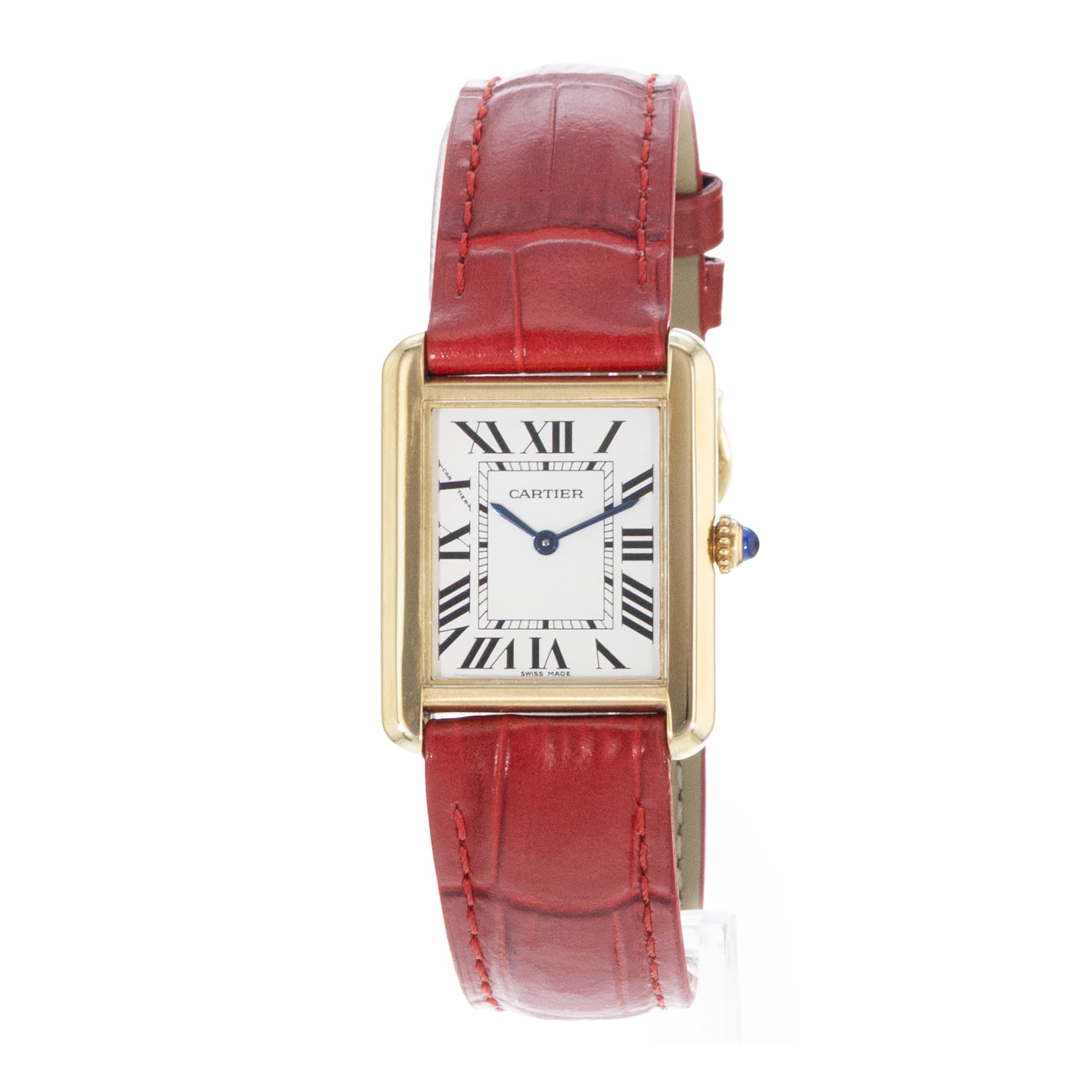 Cartier Tank Solo W1018755 2743 24mm Silver Roman Yellow Gold Ladies Watch 2010