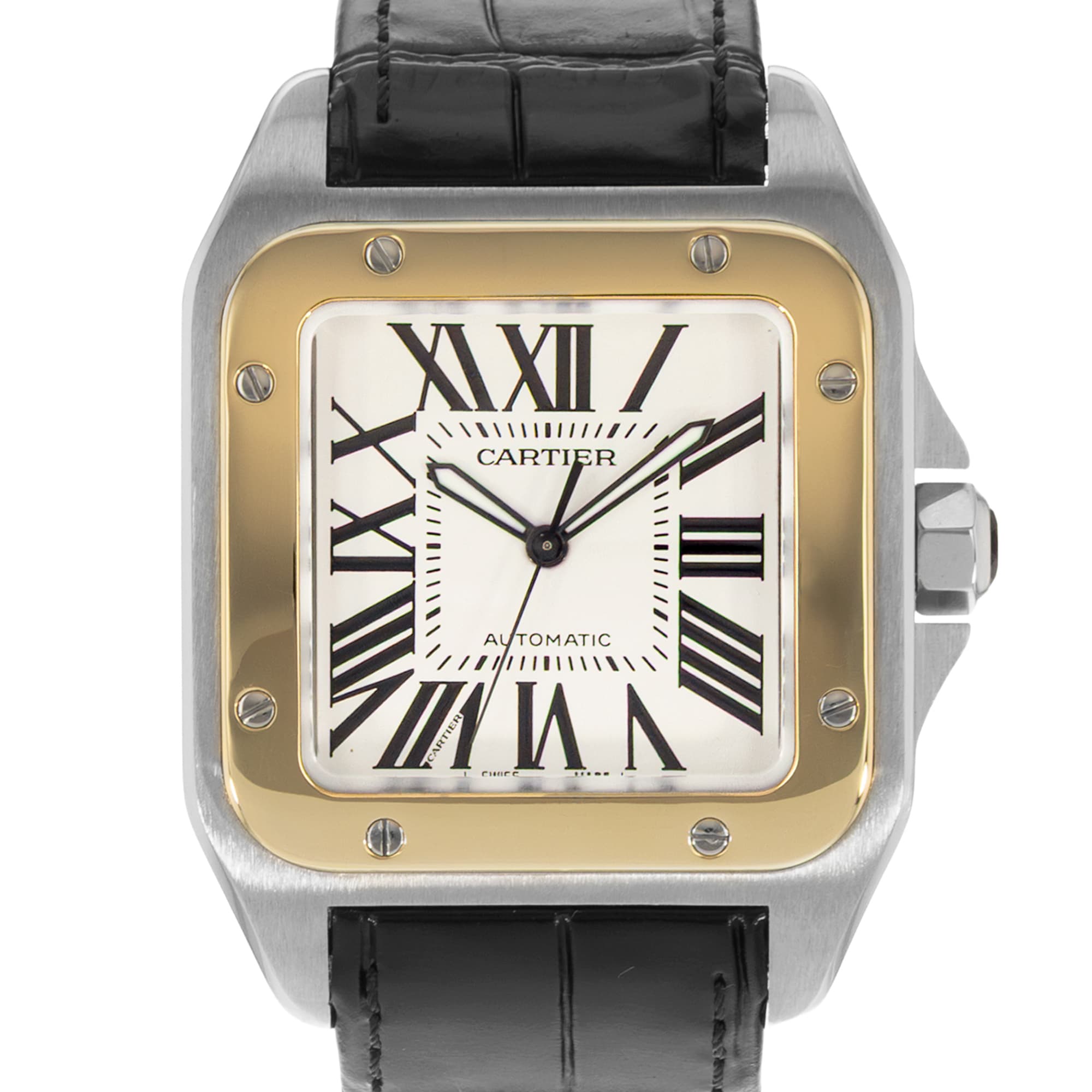 Cartier Santos 100 W20072X7 2656 38mm Silver Steel Yellow Gold Mens Watch 2015
