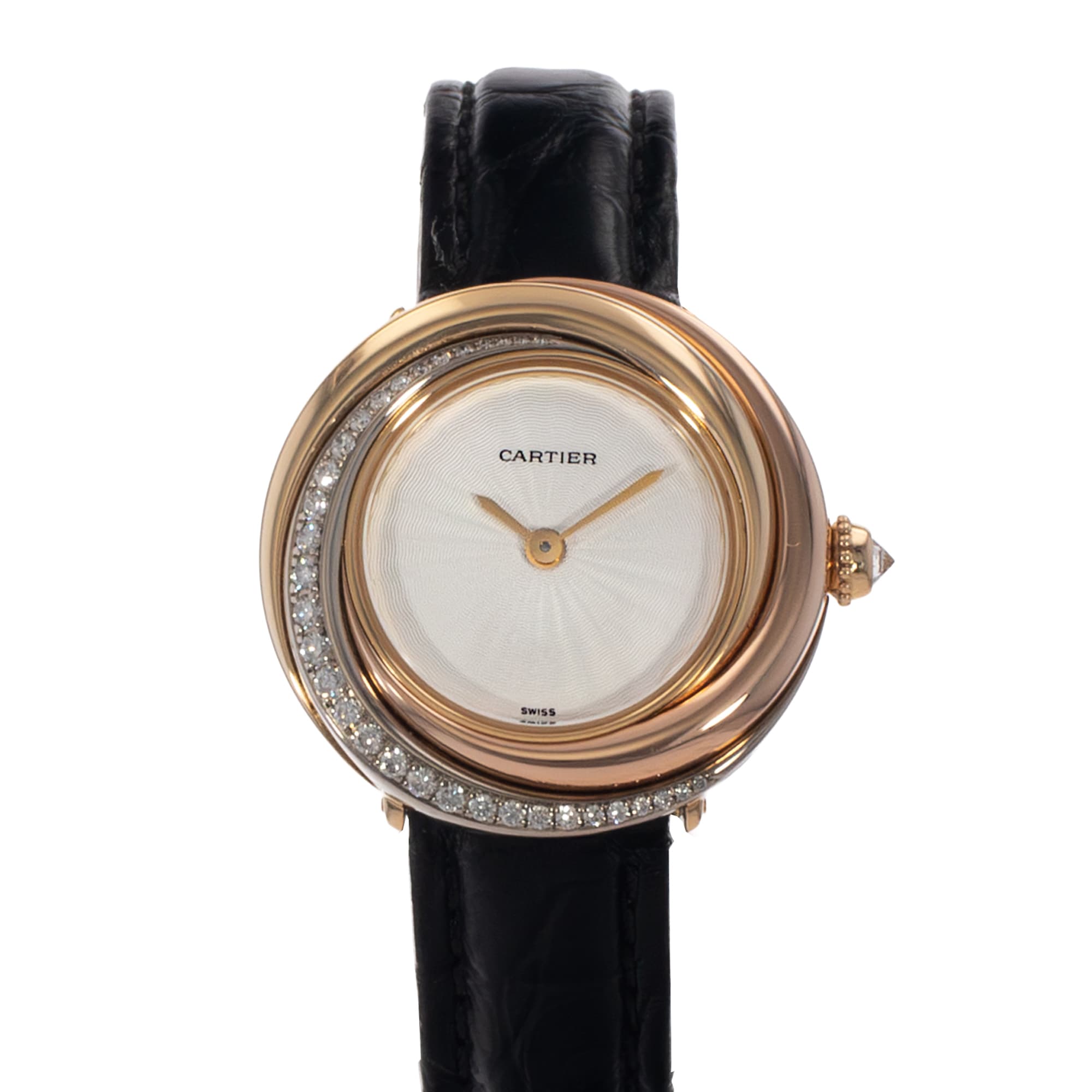 Cartier Trinity WG200141 2357 27mm Factory Diamonds Rose Gold Ladies Watch