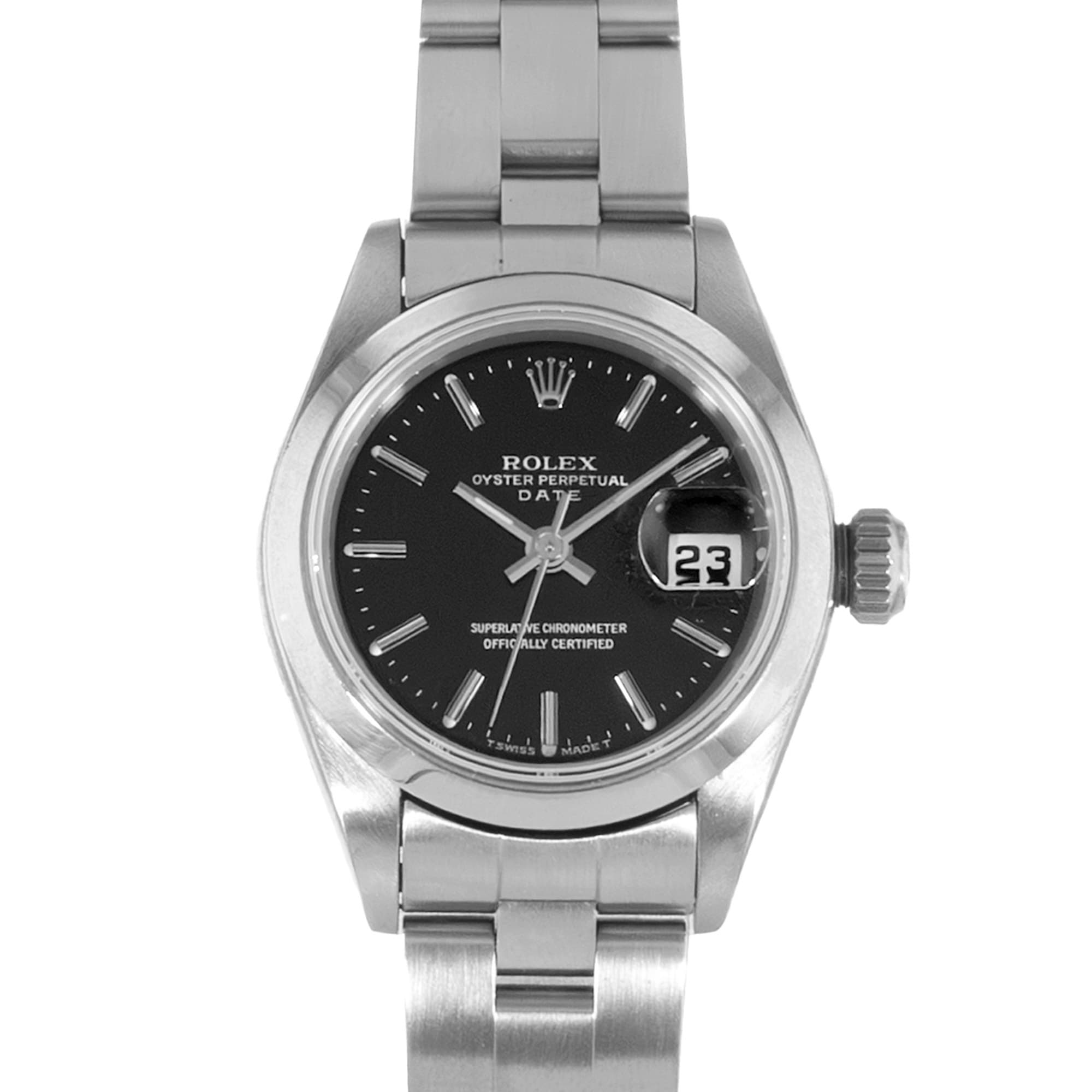 Rolex Oyster Perpetual 26 69160 26mm Black Index Steel Oyster Ladies Watch 1997