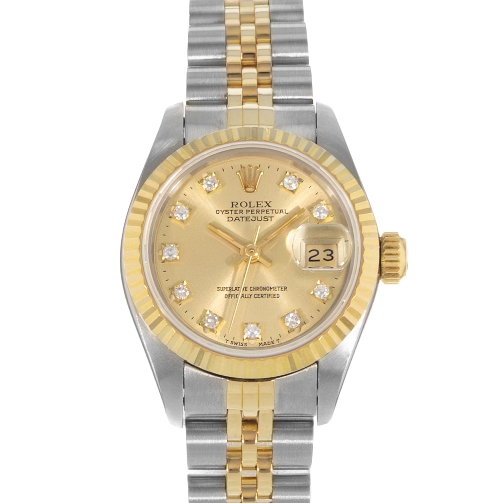 Rolex Datejust 26 69173 Factory Diamond Yellow Gold Jubilee Ladies Watch 1990