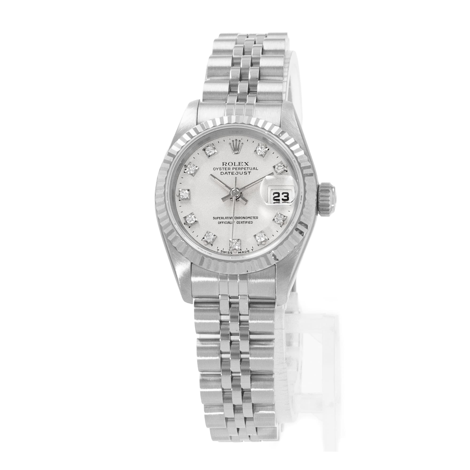 Rolex Datejust 26 69174 Factory Silver Diamond Steel Jubilee Ladies Watch