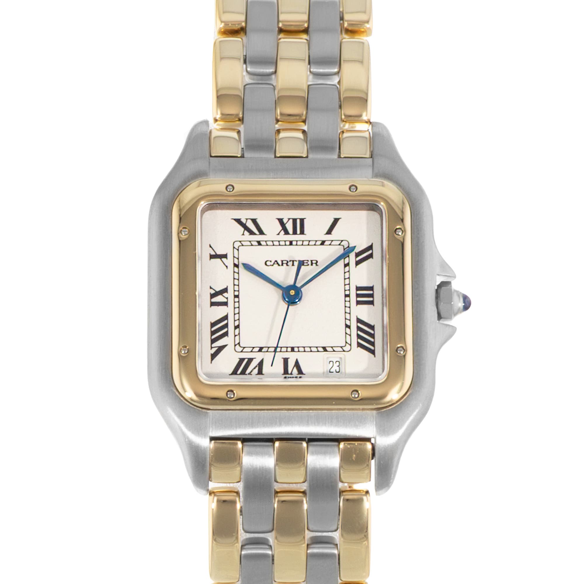 Cartier Panthere 83083244 183949 27mm Large 3 Row Steel Yellow Gold Mens Watch