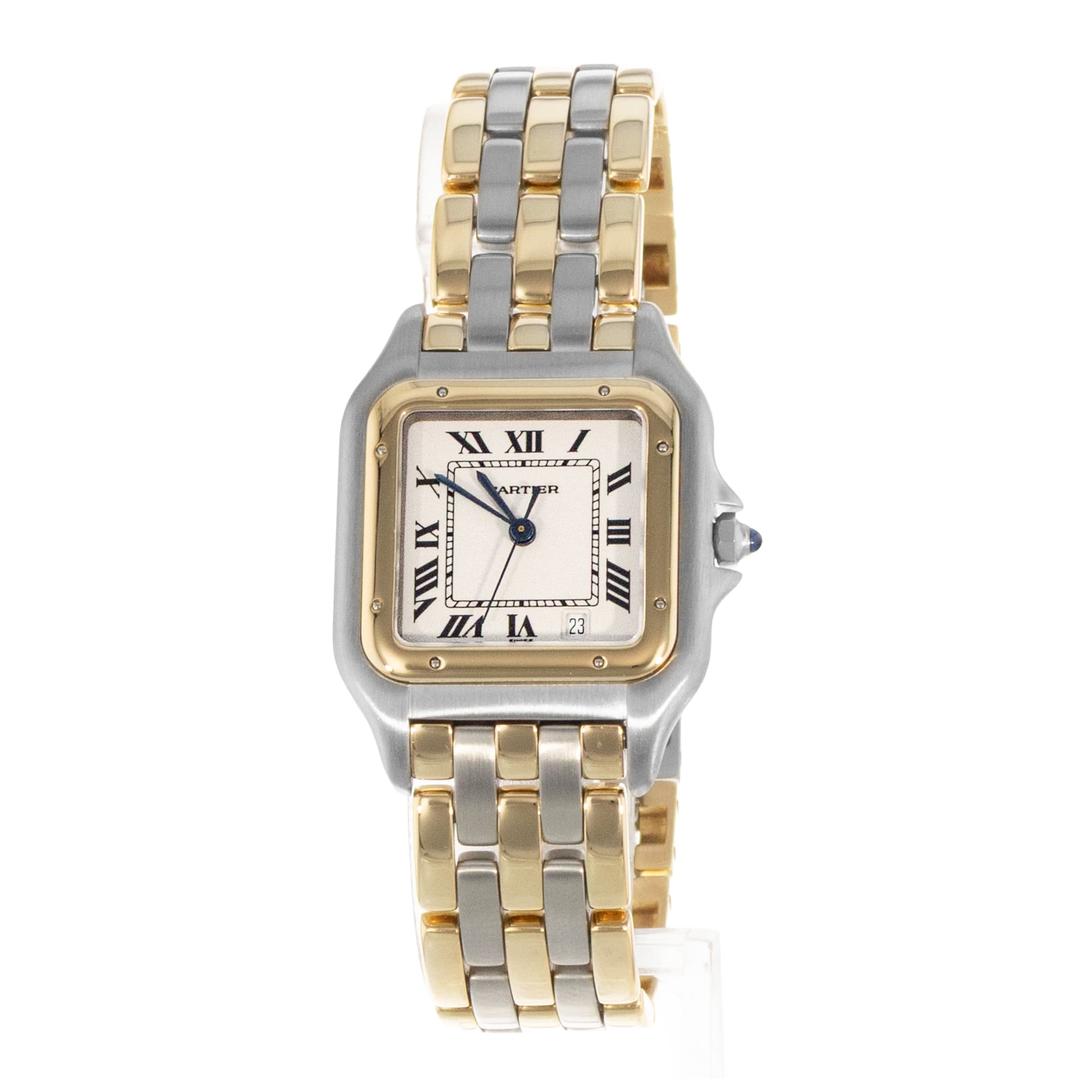 Cartier Panthere 83083244 183949 27mm Large 3 Row Steel Yellow Gold Mens Watch