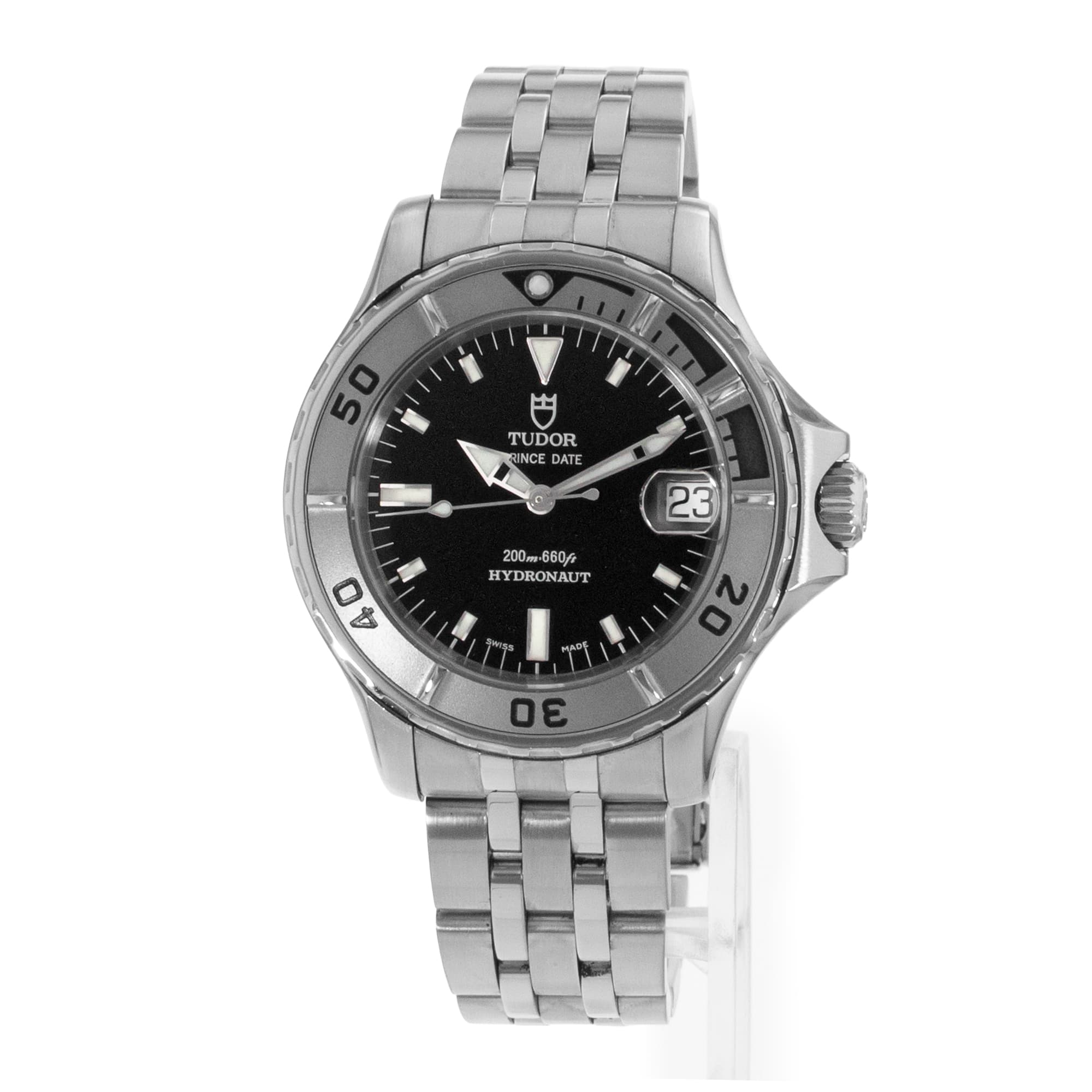 Tudor Hydronaut 85190P 37mm Prince Date Black Steel Auttomatic Mens Watch 2000