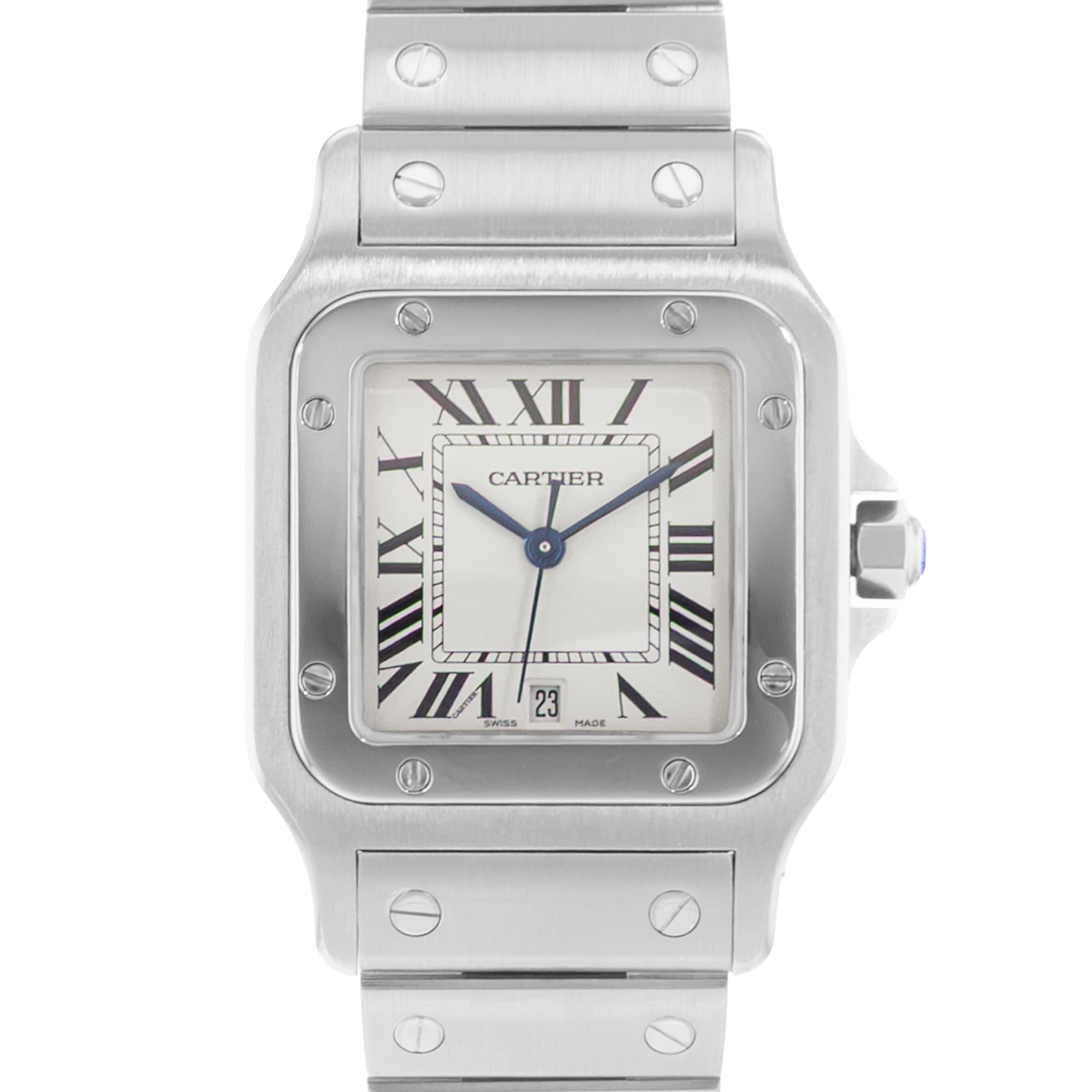 Cartier Santos Galbee 1564 29mm Silver Roman Steel Quartz Mens Watch