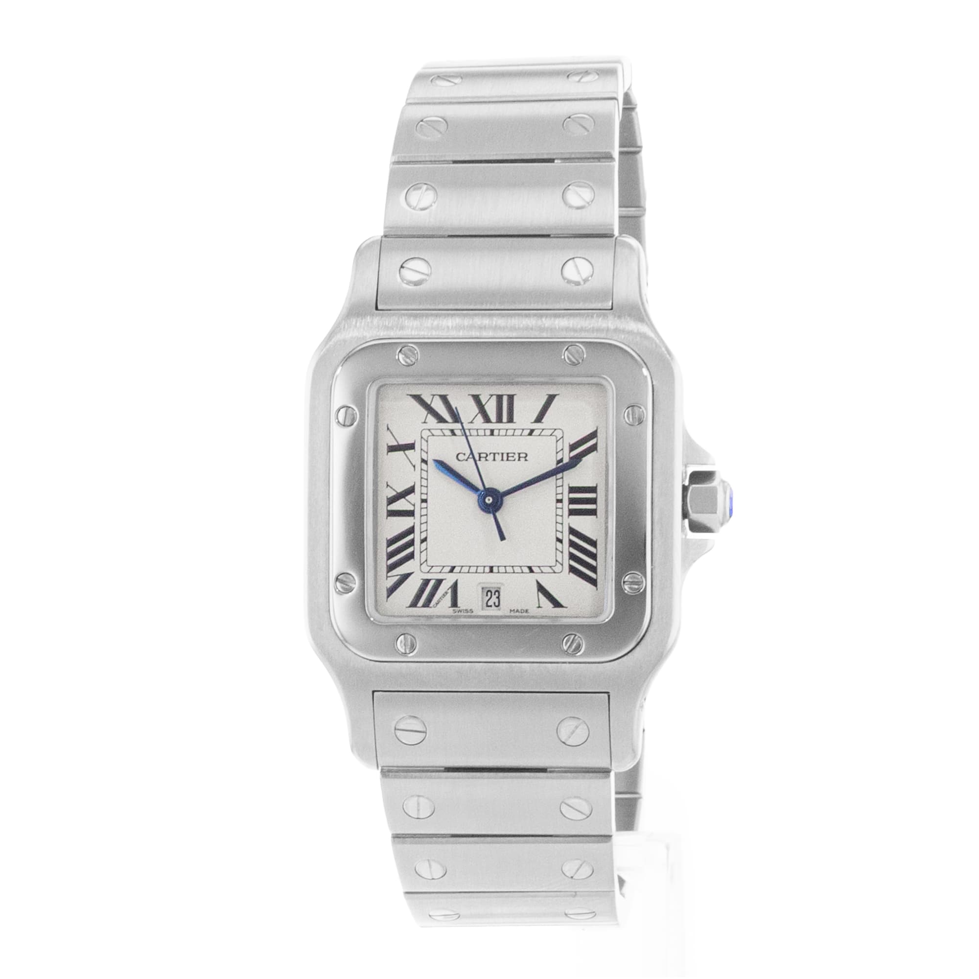 Cartier Santos Galbee 1564 29mm Silver Roman Steel Quartz Mens Watch