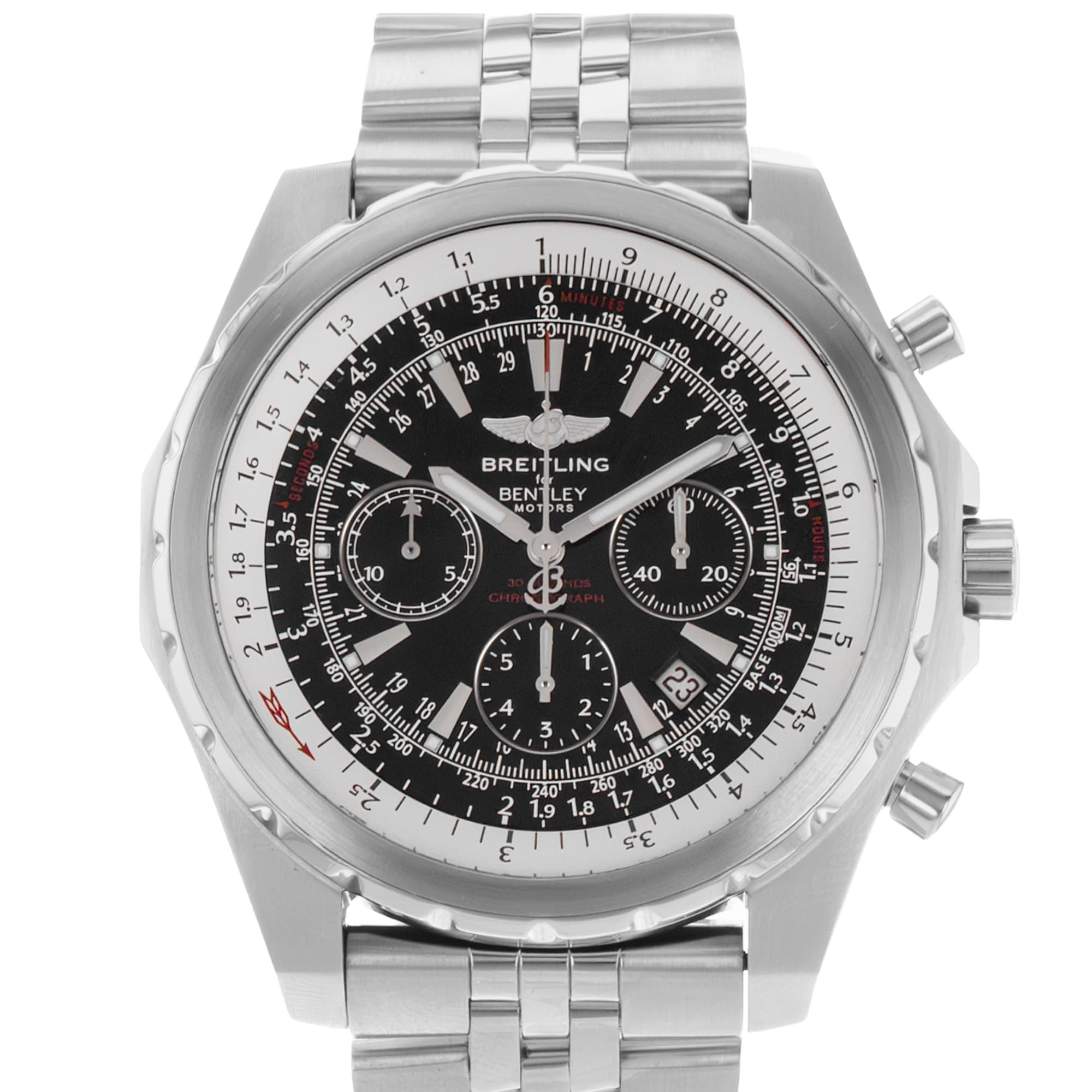 Breitling Bentley Motors A25363 48mm Black Index Steel Chronograph Mens Watch
