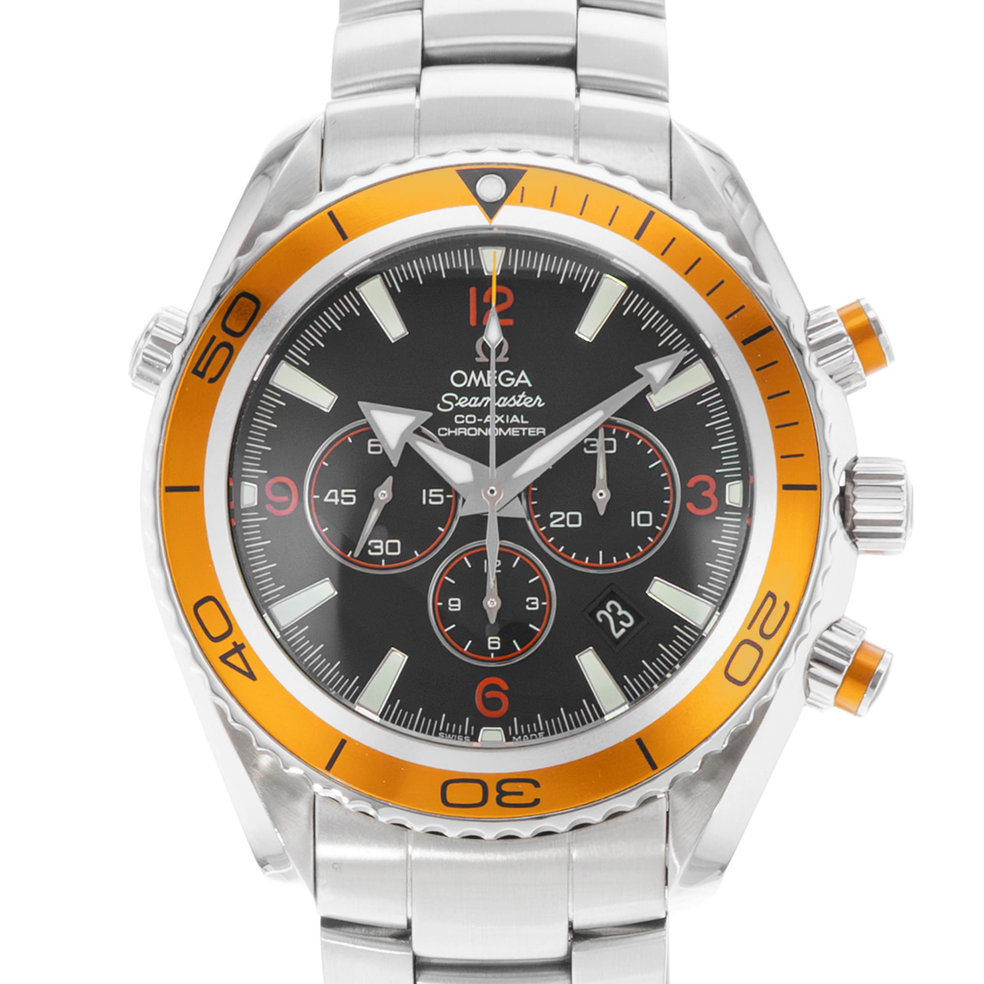 Omega Seamaster Planet Ocean Chronograph 22185000 45mm Steel Mens Watch 2007