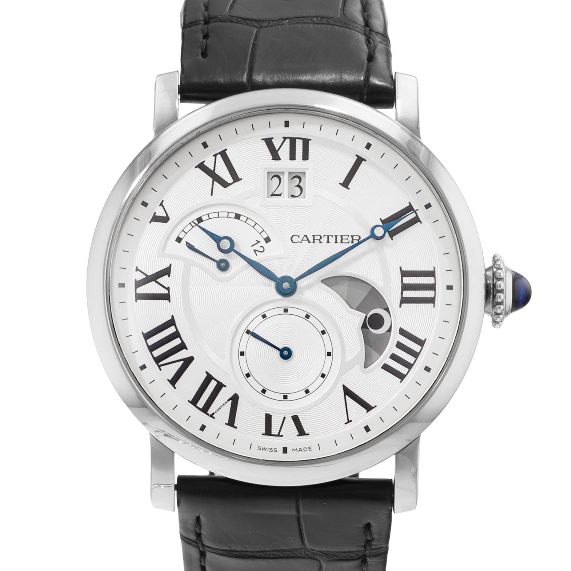 Cartier Rotonde W1556368 3773 42mm Silver Roman Steel GMT Automatic Mens Watch
