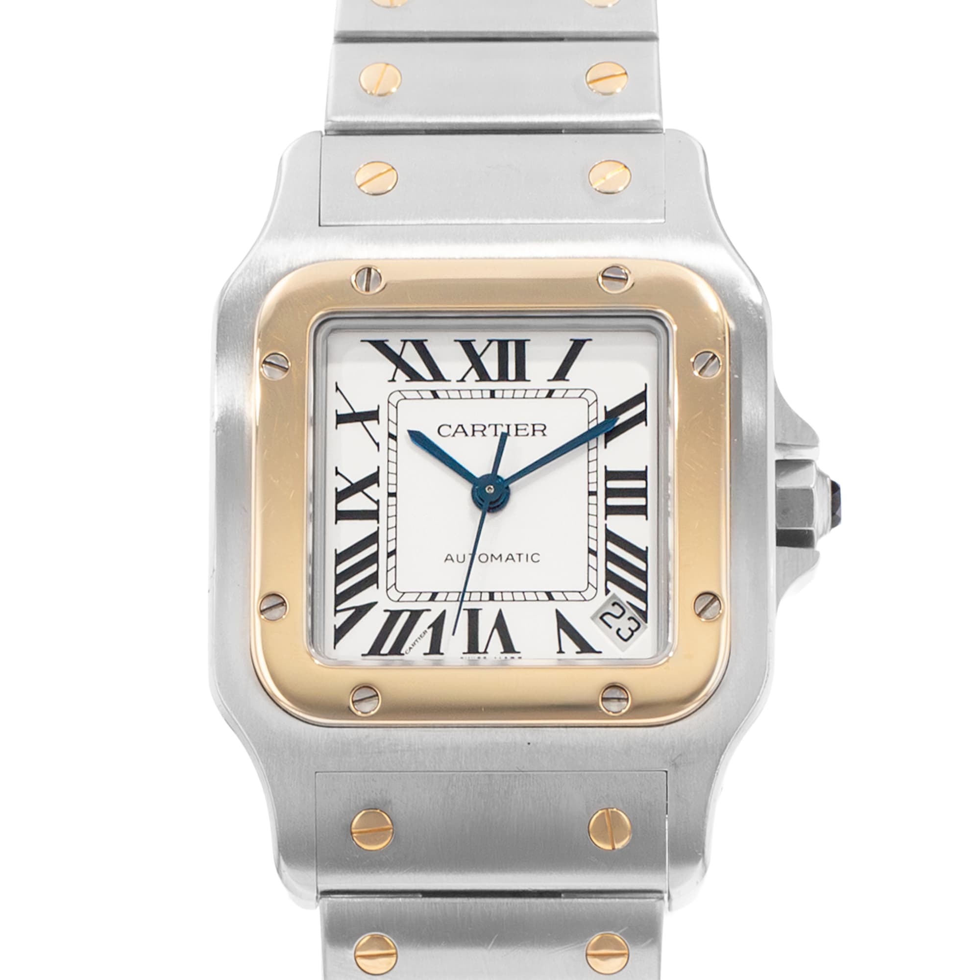 Cartier Santos Galbee 32 W20099C4 2823 Silver Roman Steel Yellow Gold Mens watch