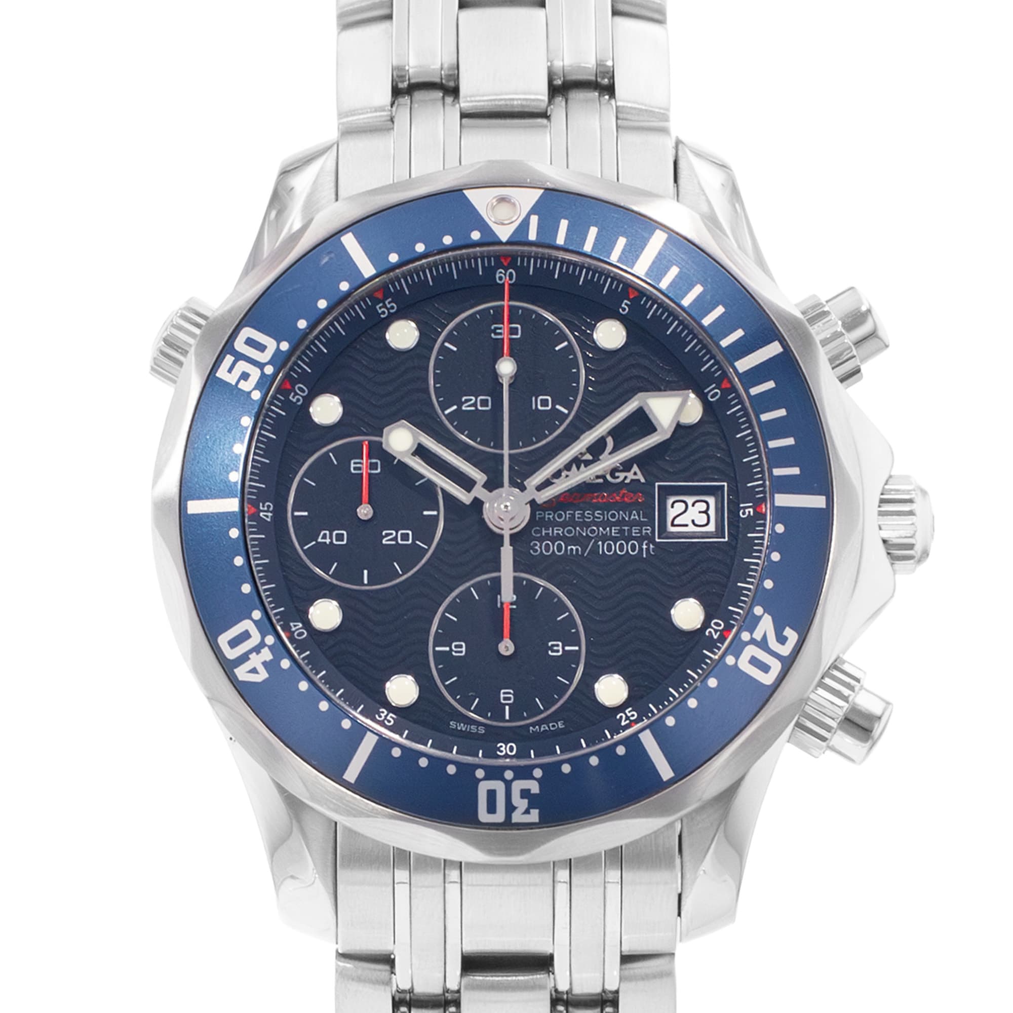 Omega Seamaster Diver 300M 2225.80 42mm Blue Steel Chronograph Mens Watch