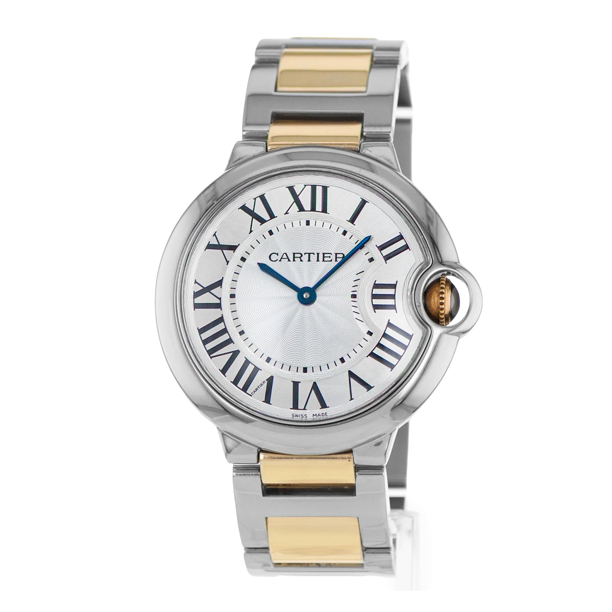 Cartier Ballon Bleu 36mm W69008Z3 3005 Silver Roman Steel Gold Mens Watch 2009