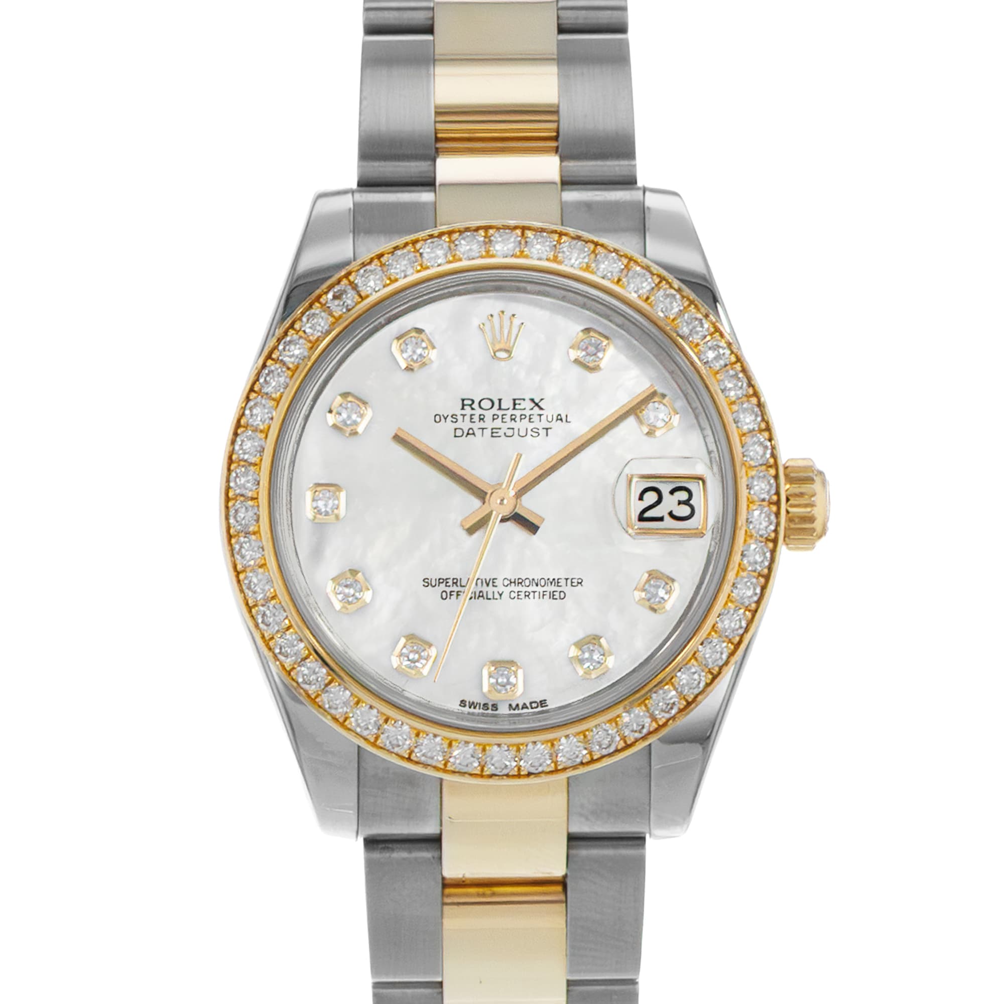 Rolex Datejust 31 178383 Mother of Pearl Gold Steel Diamond Ladies Watch 2015