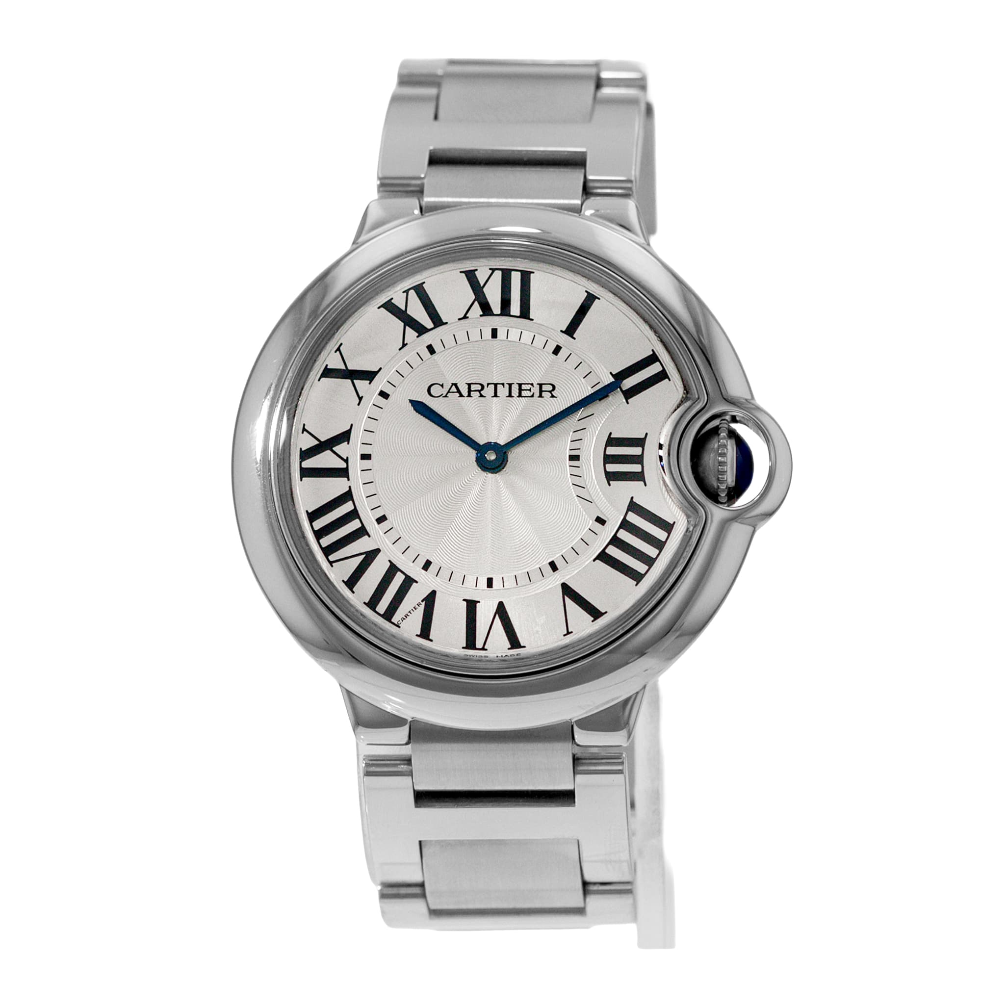 Cartier Ballon Bleu 36mm W69011Z4 3005 Silver Roman Steel Quartz Mens Watch