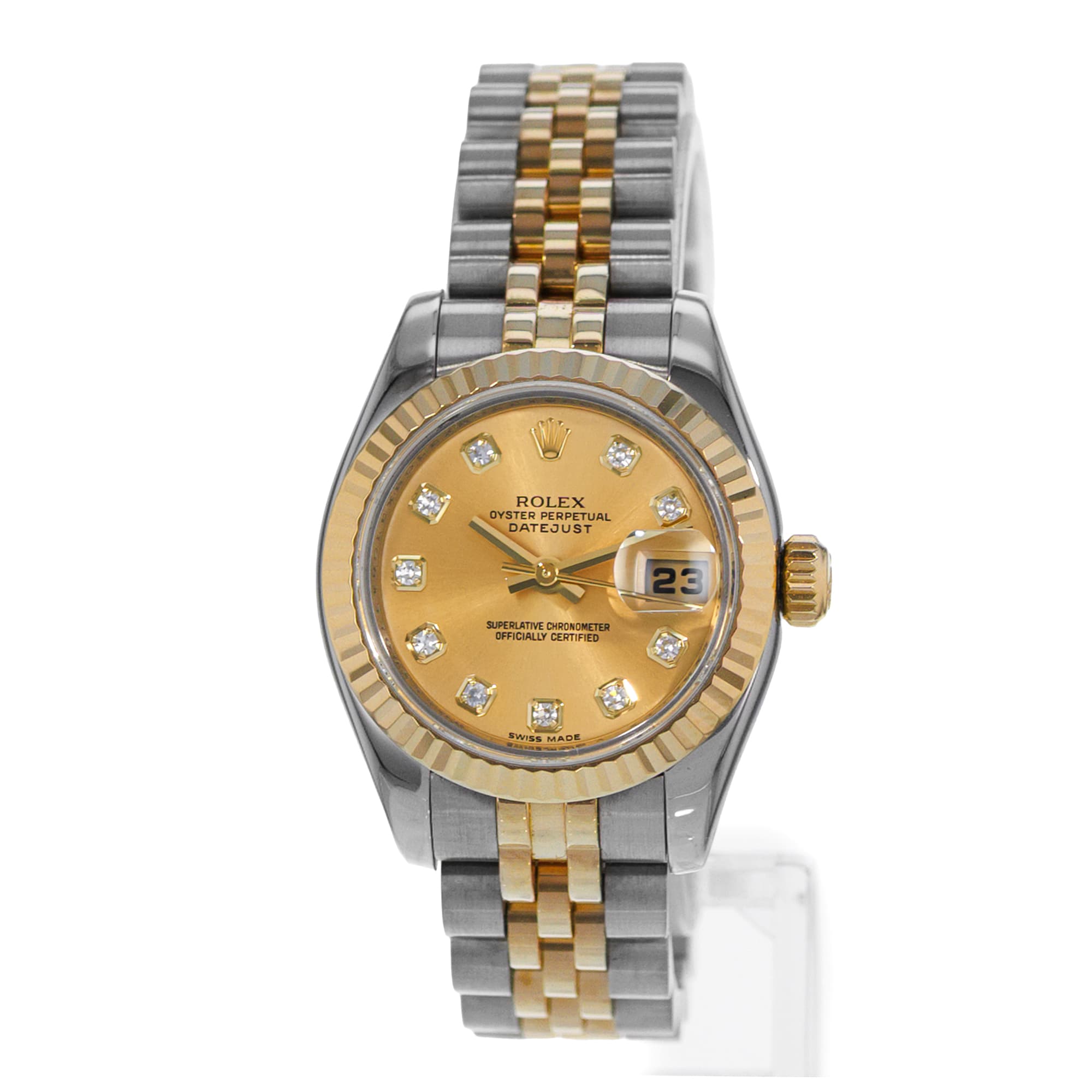 Rolex Datejust 26 179173 Diamond Champagne Steel Gold Jubilee Ladies Watch 2009