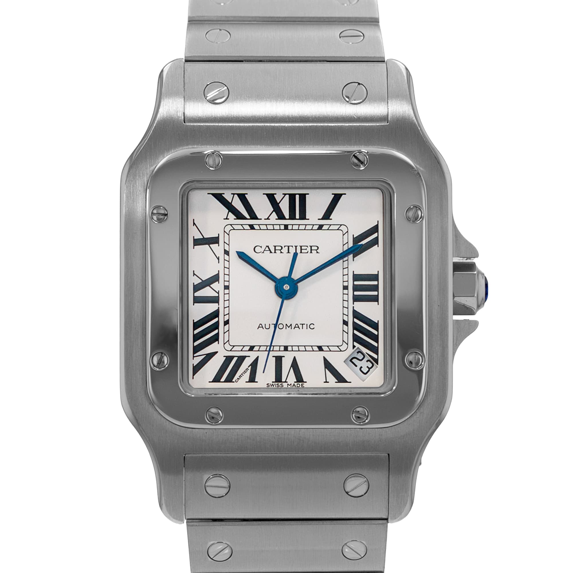 Cartier Santos Galbee 32 W20098D6 2823 32mm Silver Roman Steel XL Mens Watch 2007