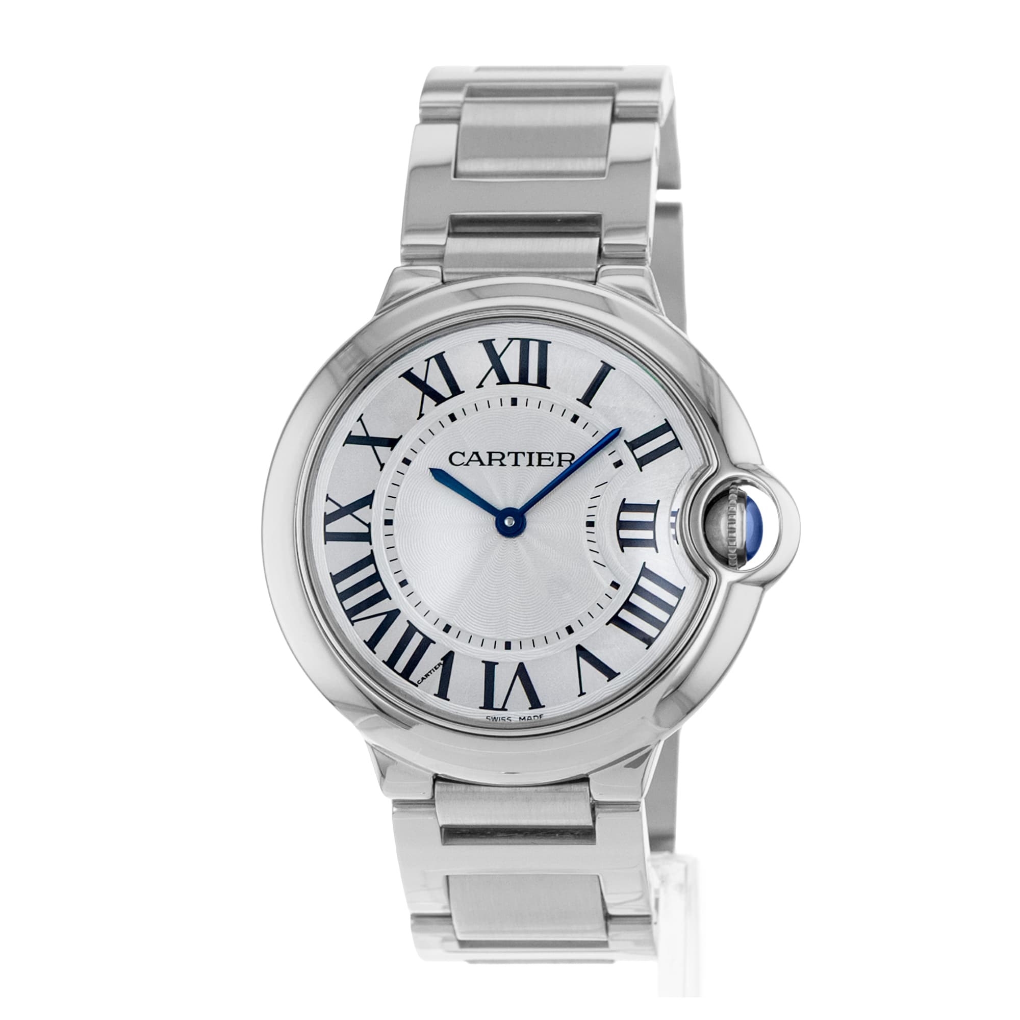 Cartier Ballon Bleu 36mm W69011Z4 3005 Silver Roman Steel Quartz Mens Watch 2015