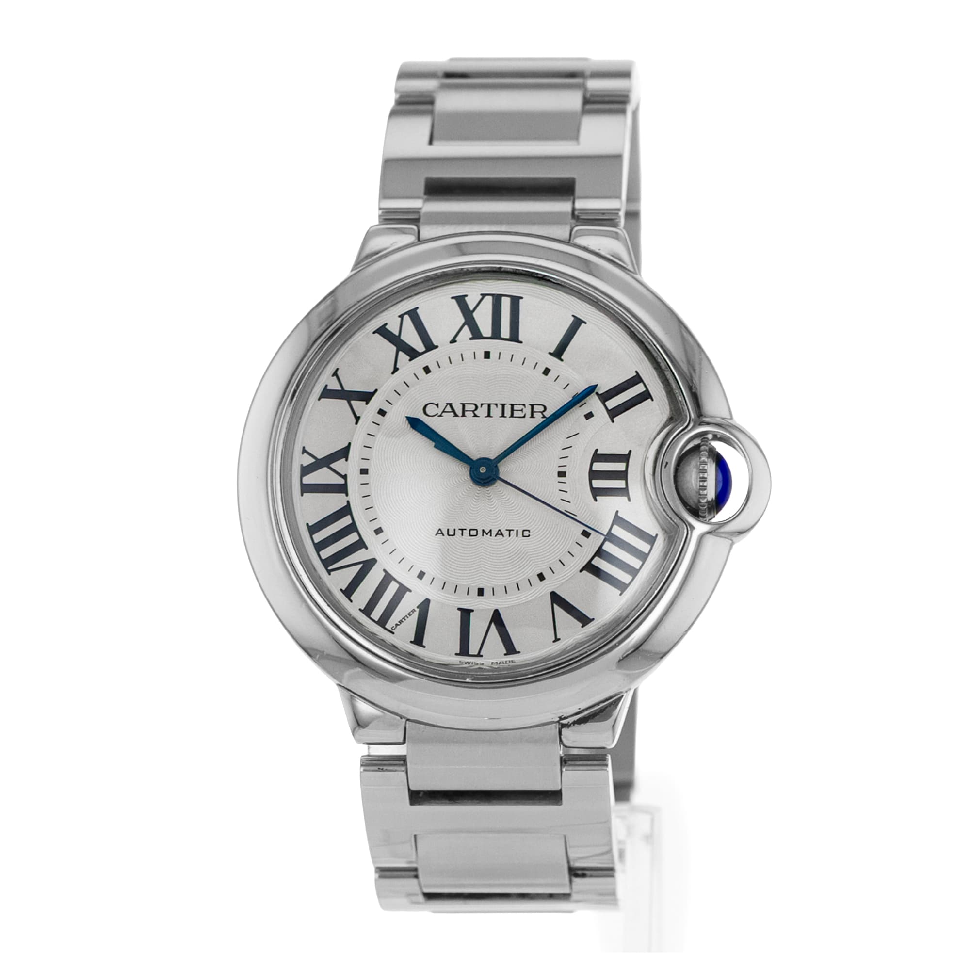 Cartier Ballon Bleu 36mm W6920046 3284 Silver Roman Steel Mens Watch 2011