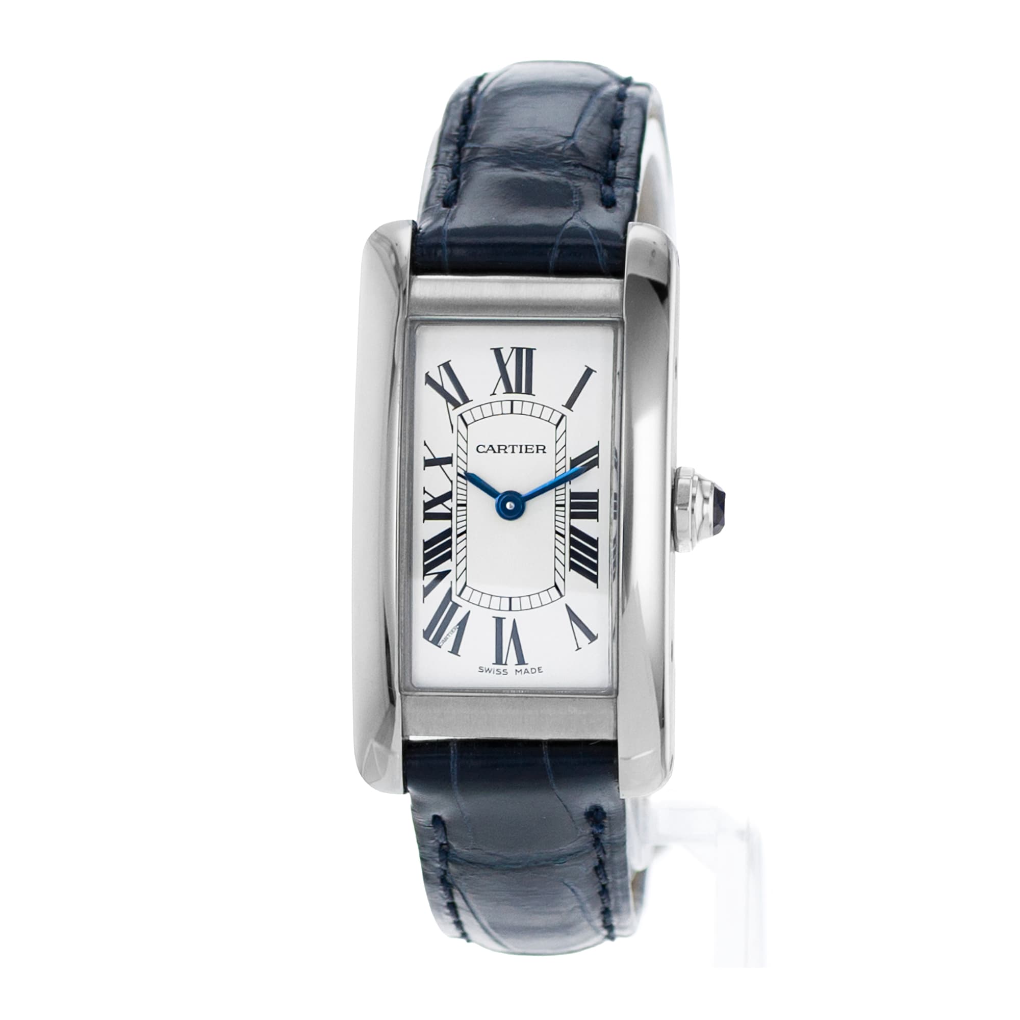 Cartier Tank Americaine WSTA0016 3970 34x19mm Silver Roman Quartz Mens Watch