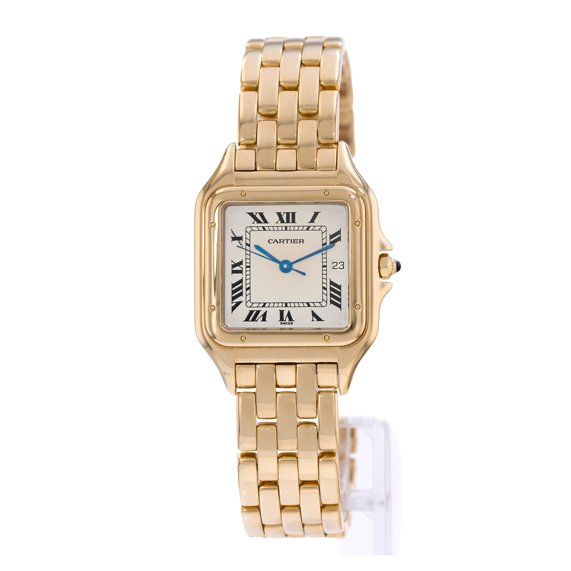 Cartier Panthere W25014B9 1060 27mm Silver Large Yellow Gold Quartz Mens Watch