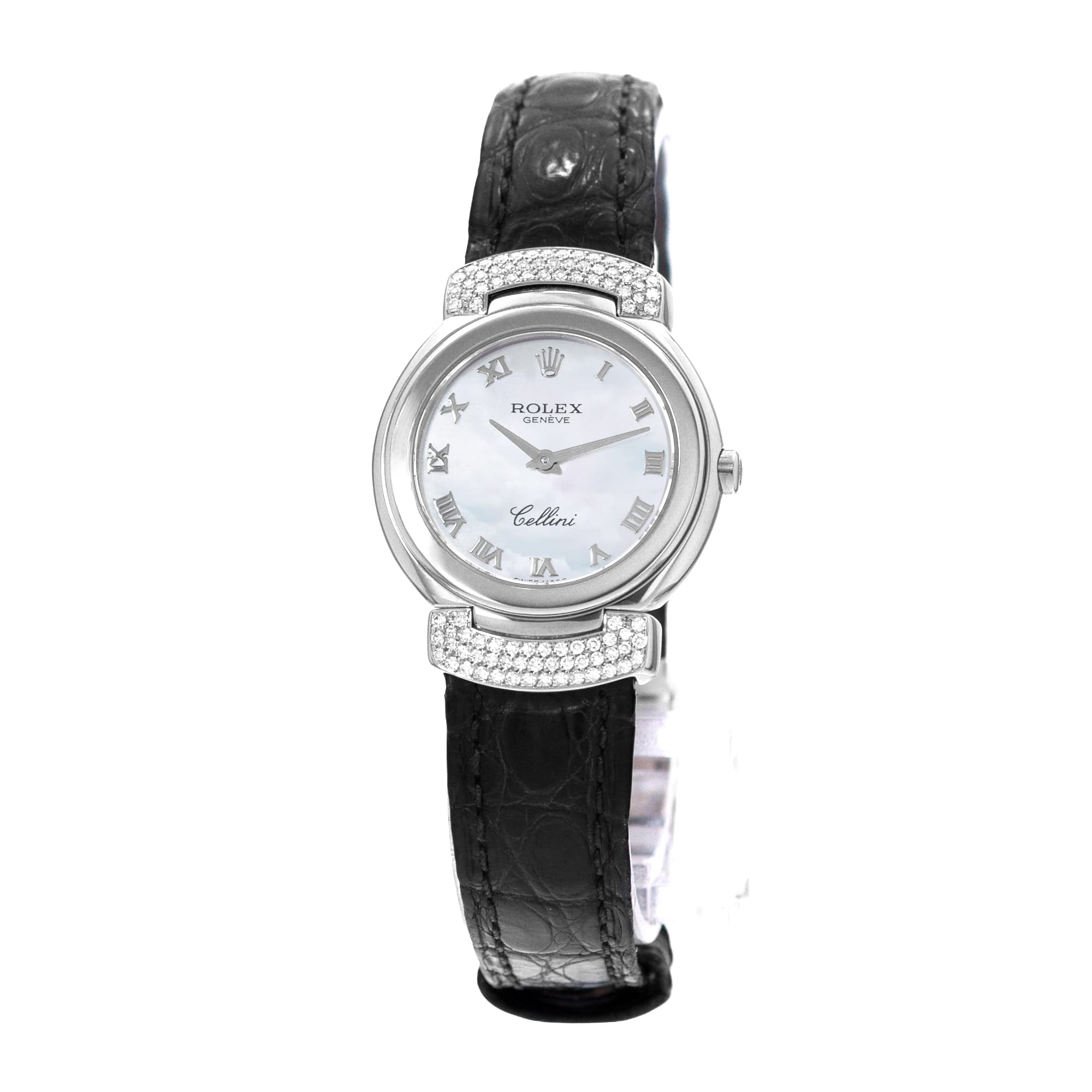 Rolex Cellini 6672 Factory Diamond Mother of Pearl White Gold Ladies Watch 2010