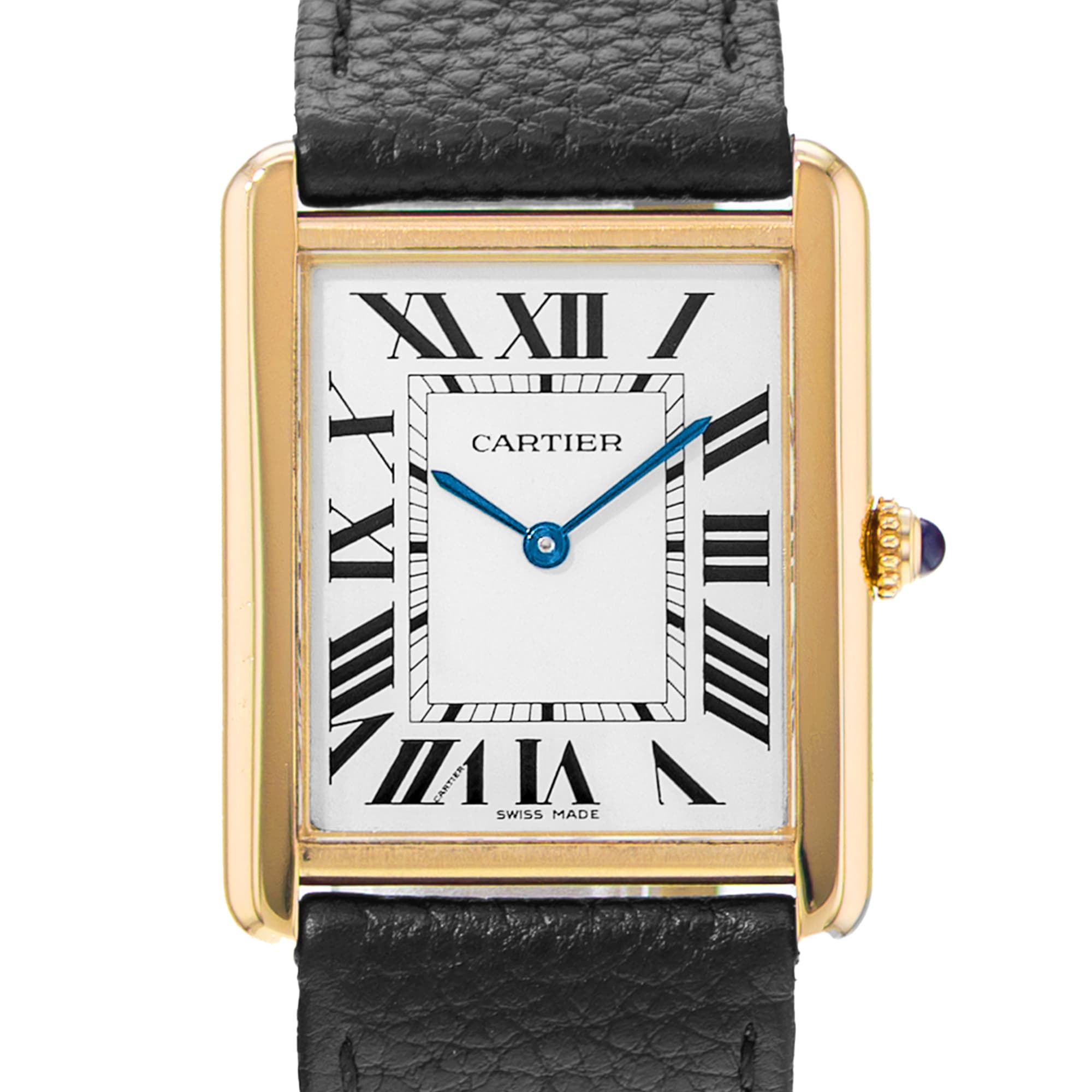 Cartier Tank Solo W1018855 2742 34mm Large Silver Yellow Gold Ladies Watch 2010