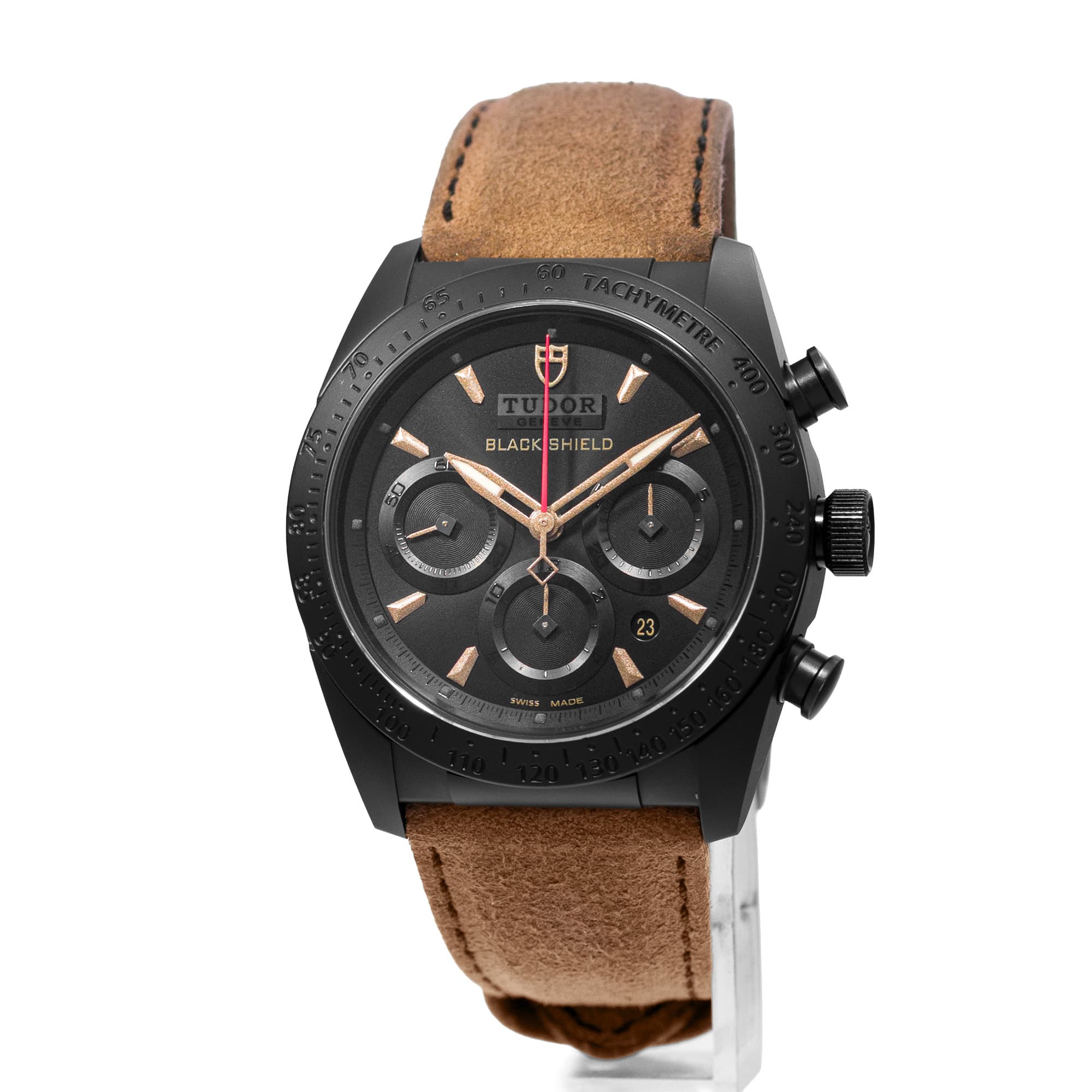 Tudor Fastrider Black Shield 42000CN 42mm Black Ceramic Leather Mens Watch 2015