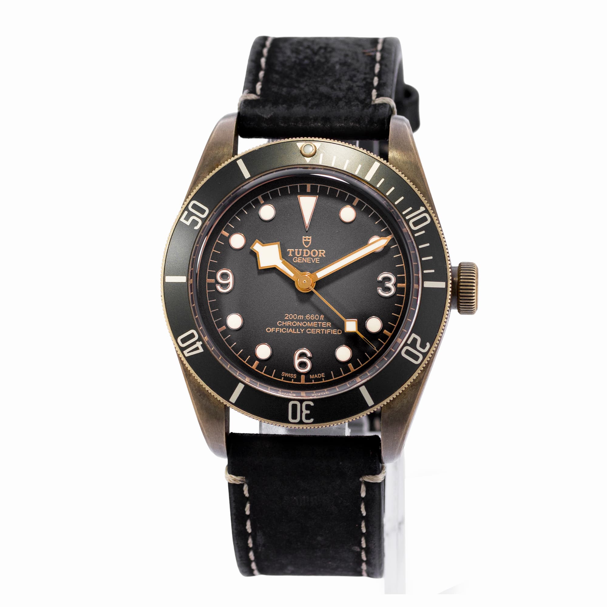 Tudor Black Bay Bronze 79250B 43mm Grey Vignette Leather Mens Watch 2020