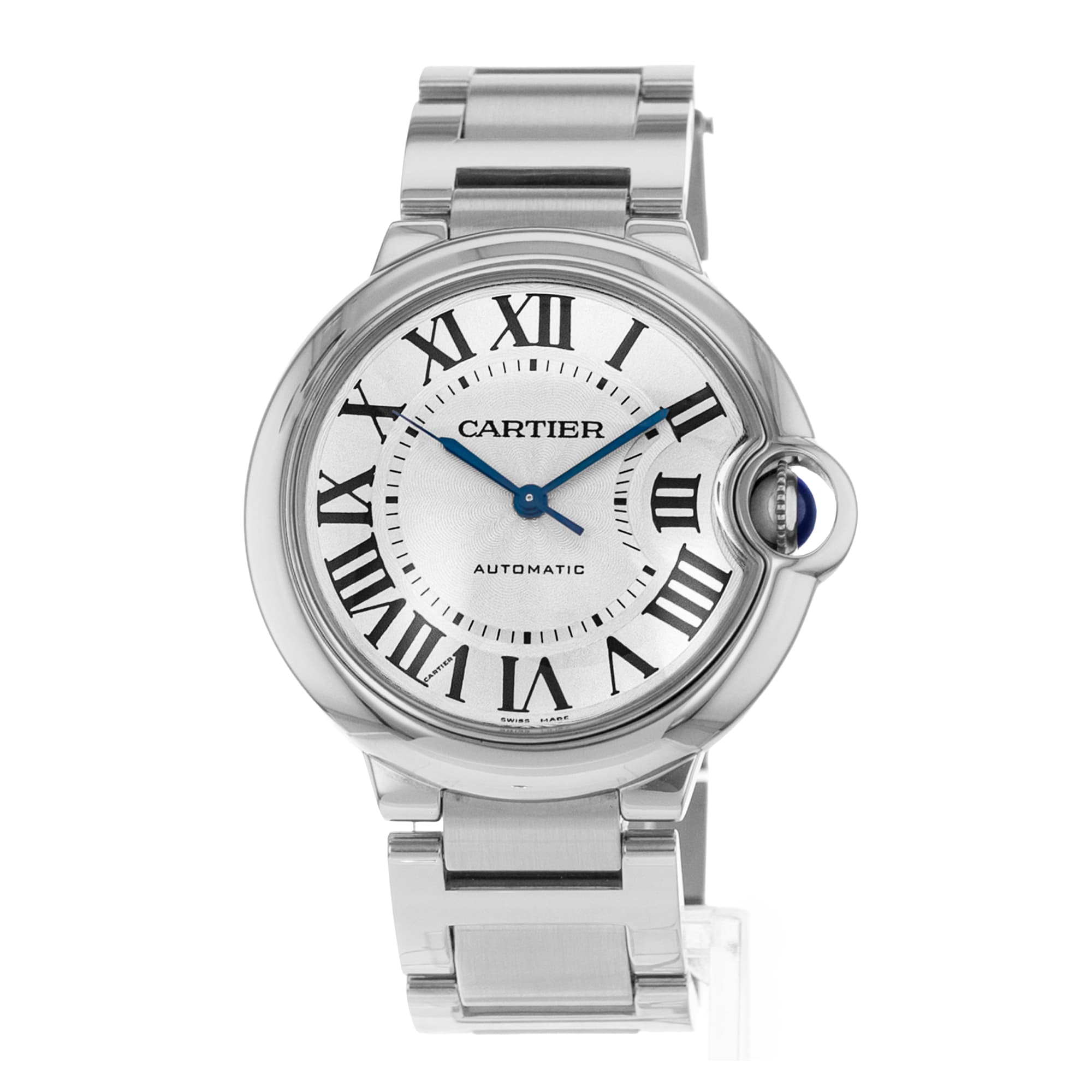 Cartier Ballon Bleu 36mm W6920046 3284 Silver Roman Steel Mens Watch 2011