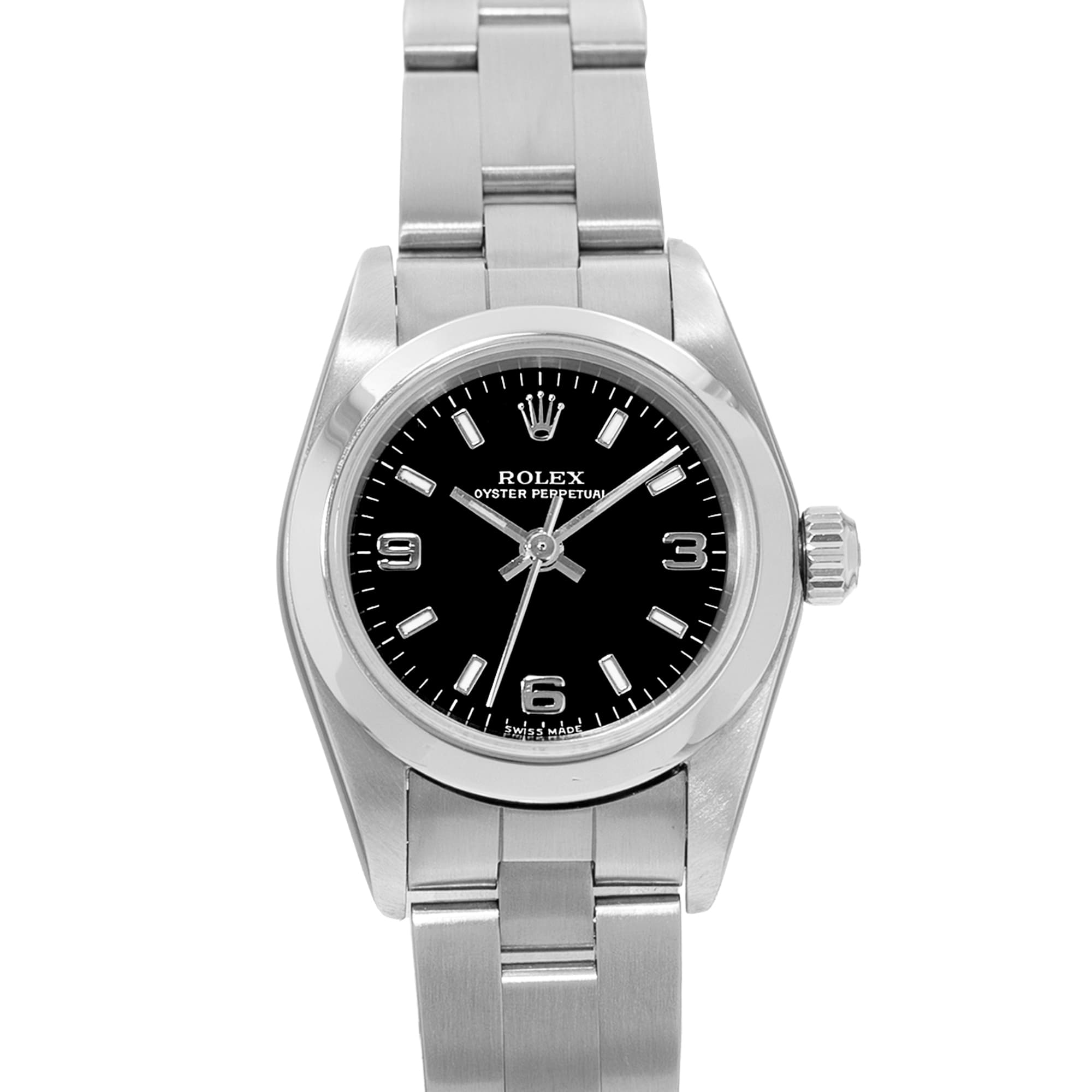 Rolex Oyster Perpetual 24 76080 Black Arabic Steel Oyster Ladies Watch 2001