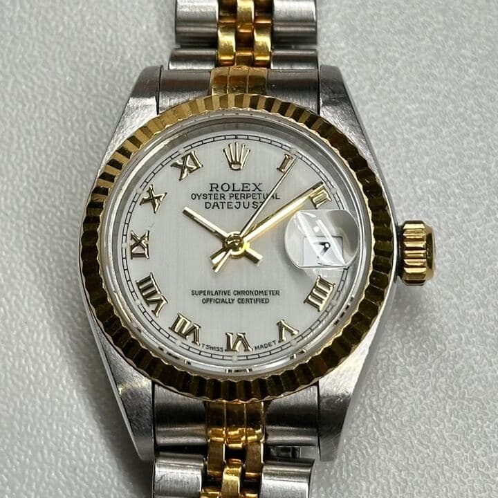 Rolex Datejust 26 69173 White Roman Steel Yellow Gold Jubilee Ladies Watch 1996